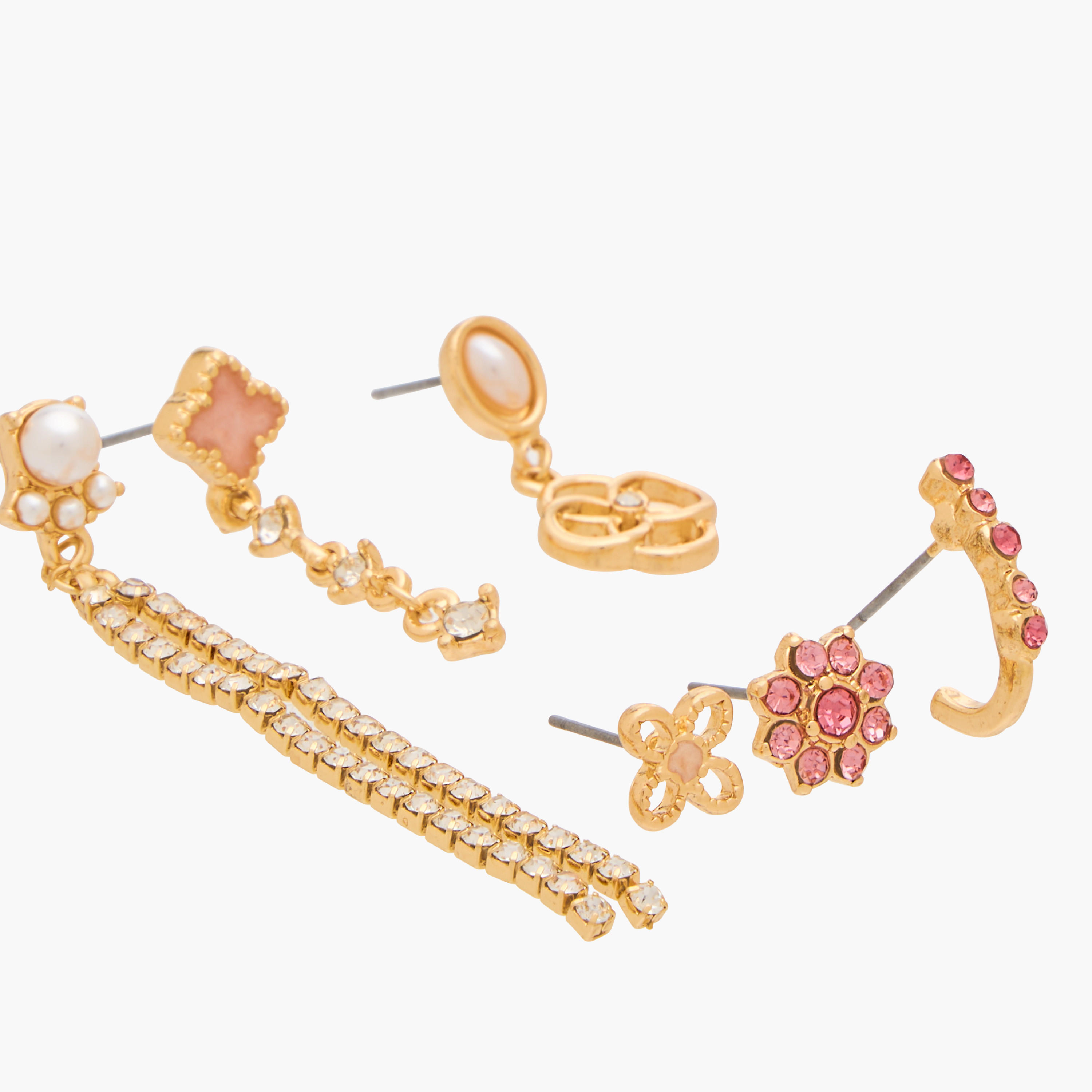 Gloo Pack of 6 Metallic Assorted Earrings with Pushback Closure-women-watchesandjewellery-jewellery-earrings-image-3