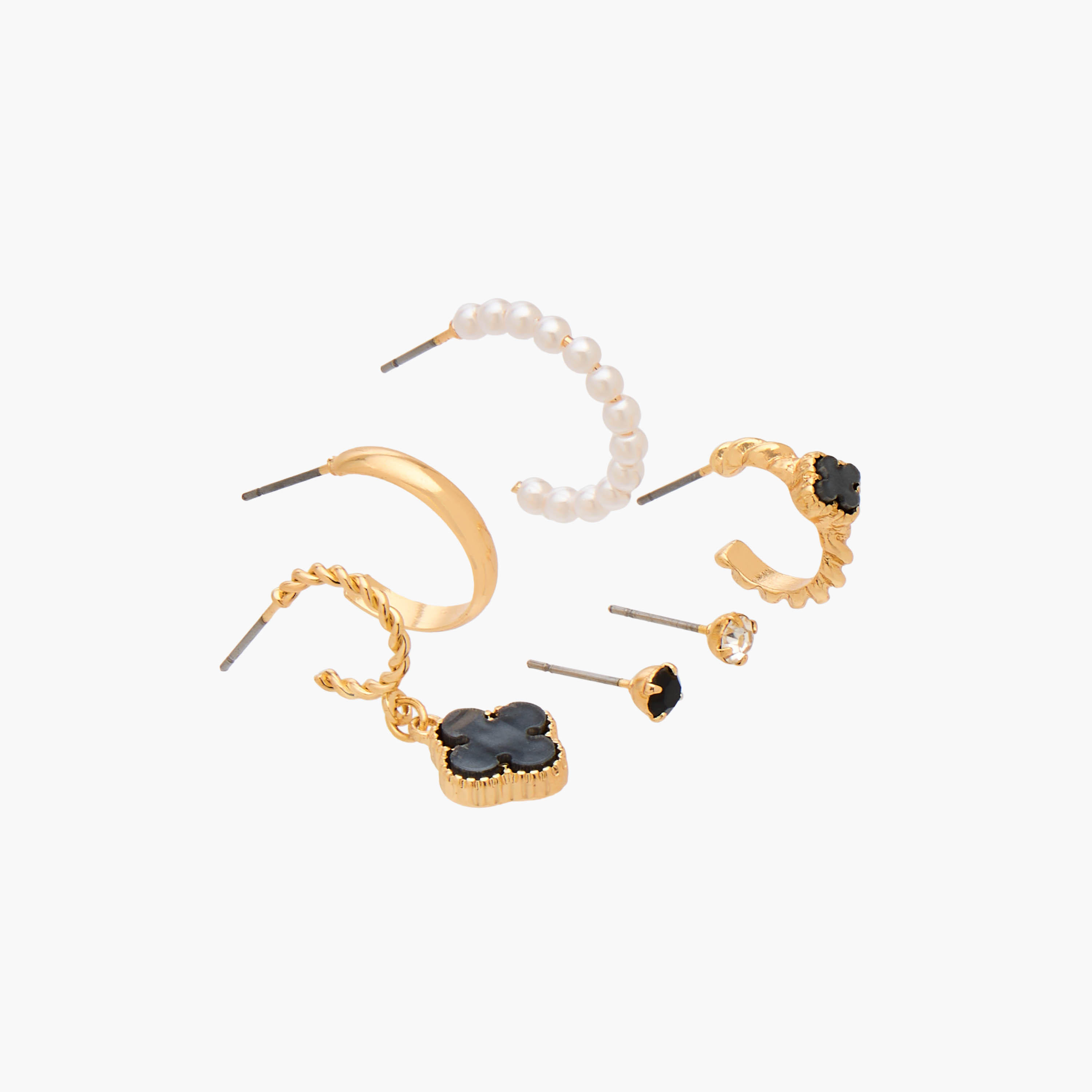 Gloo Pack of 6 Metallic Assorted Earrings with Pushback Closure-women-watchesandjewellery-jewellery-earrings-image-2