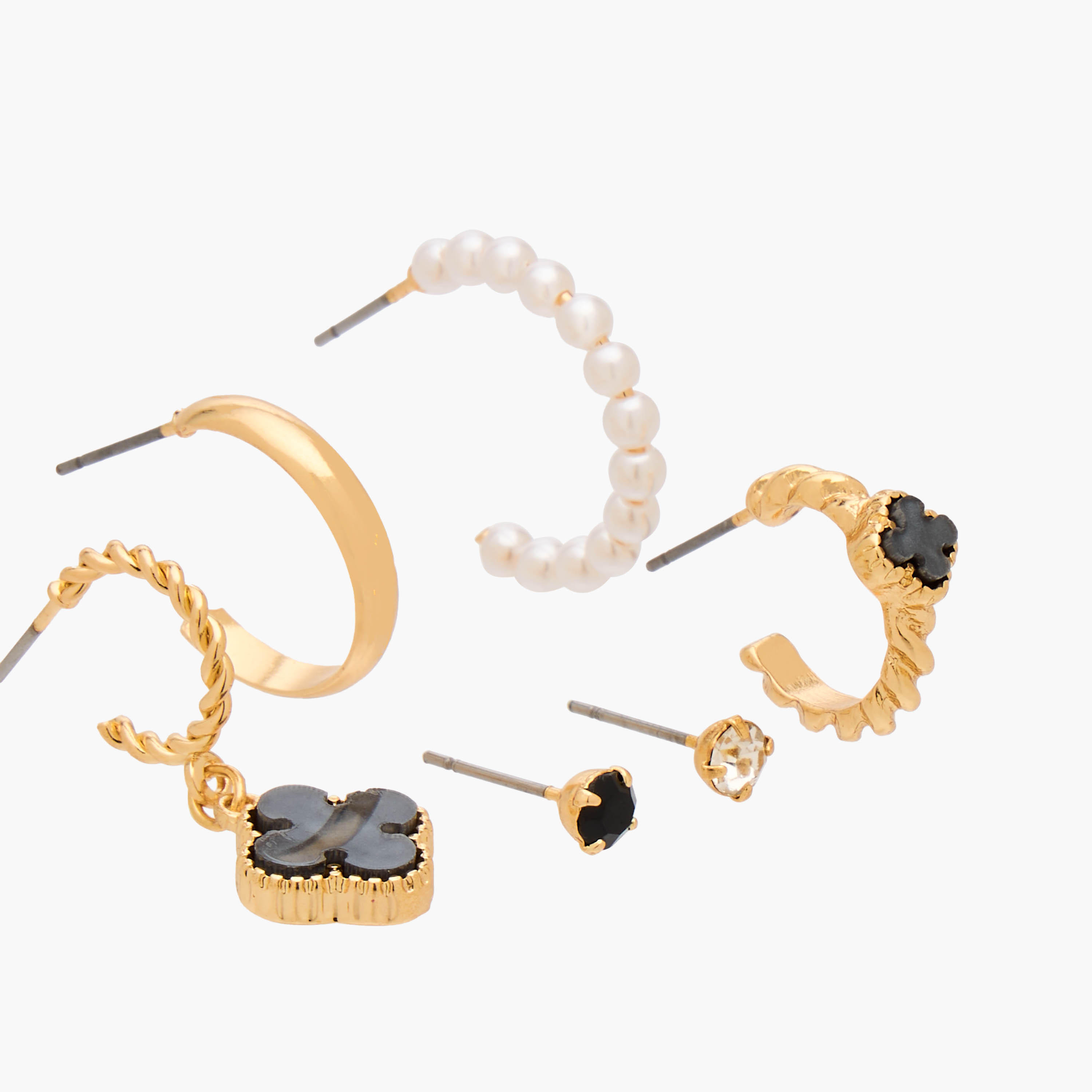 Gloo Pack of 6 Metallic Assorted Earrings with Pushback Closure-women-watchesandjewellery-jewellery-earrings-image-3