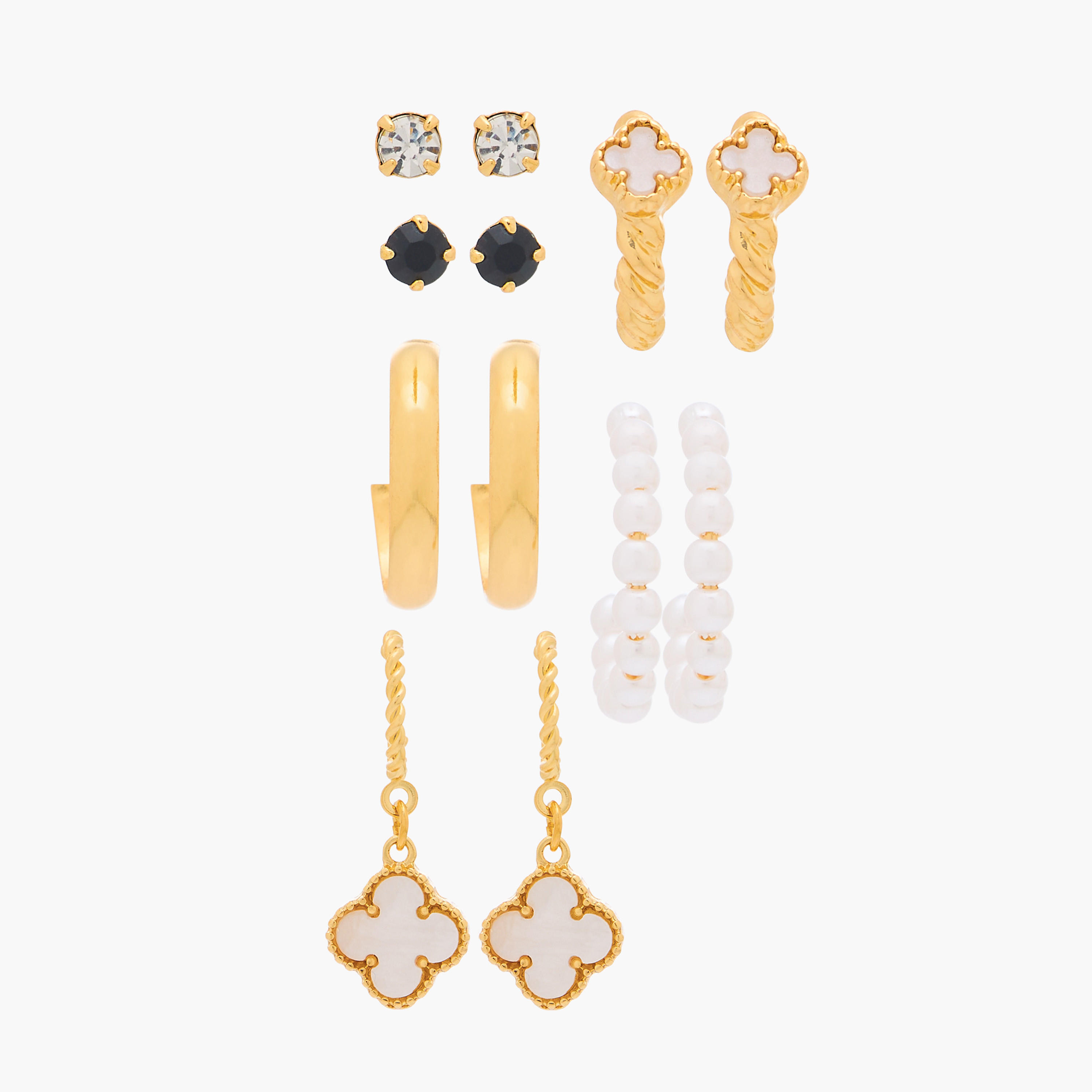 Gloo Pack of 6 Metallic Assorted Earrings with Pushback Closure-women-watchesandjewellery-jewellery-earrings-image-1