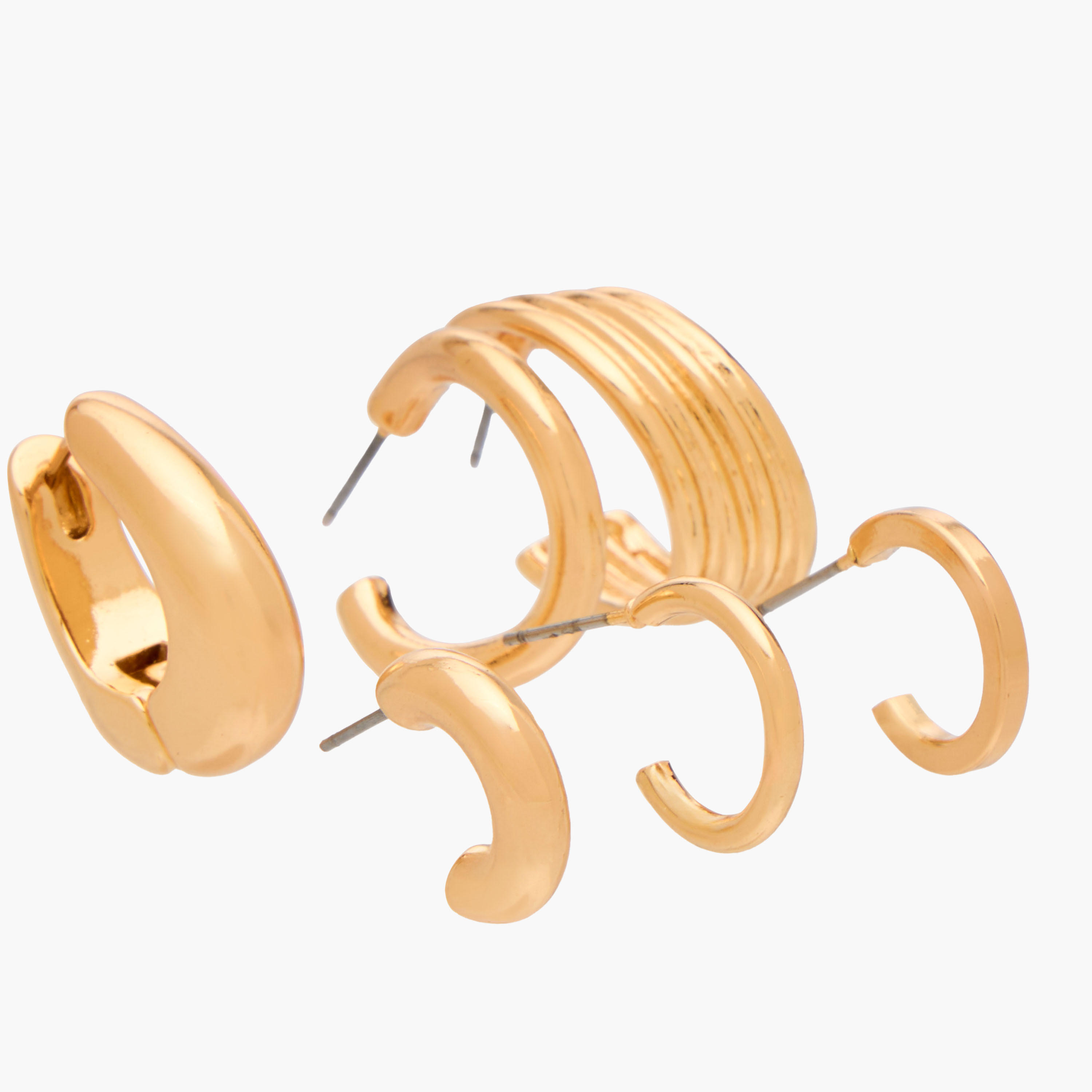Gloo Pack of 6 Metallic Hoop Earrings with Pushback Closure-women-watchesandjewellery-jewellery-earrings-image-3