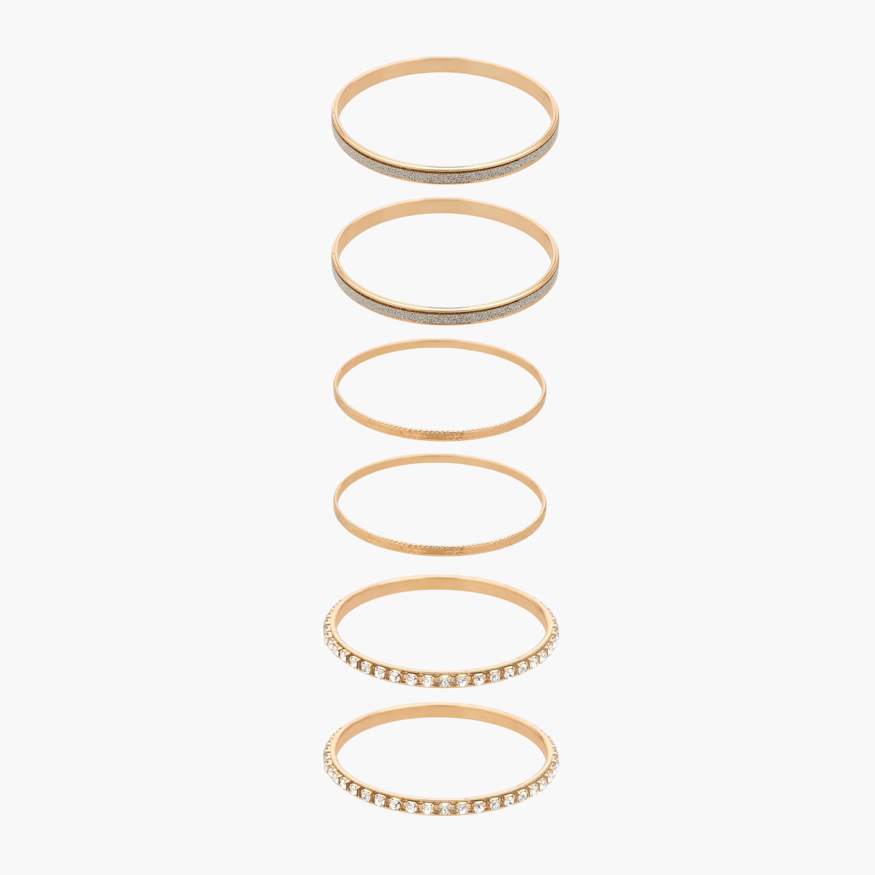 أساور معدن متنوعة بتشطيب ذهبي من جلو - عبوة 6 قطع-women-watchesandjewellery-jewellery-banglesandbracelets-image-1