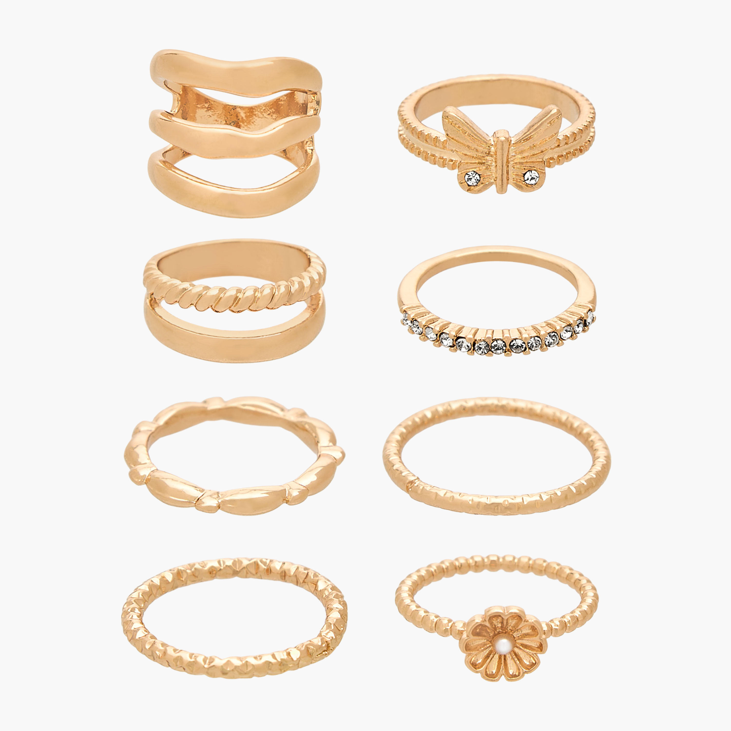خواتم ميتاليك من جلو - عبوة 8 قطع-women-watchesandjewellery-jewellery-rings-image-1