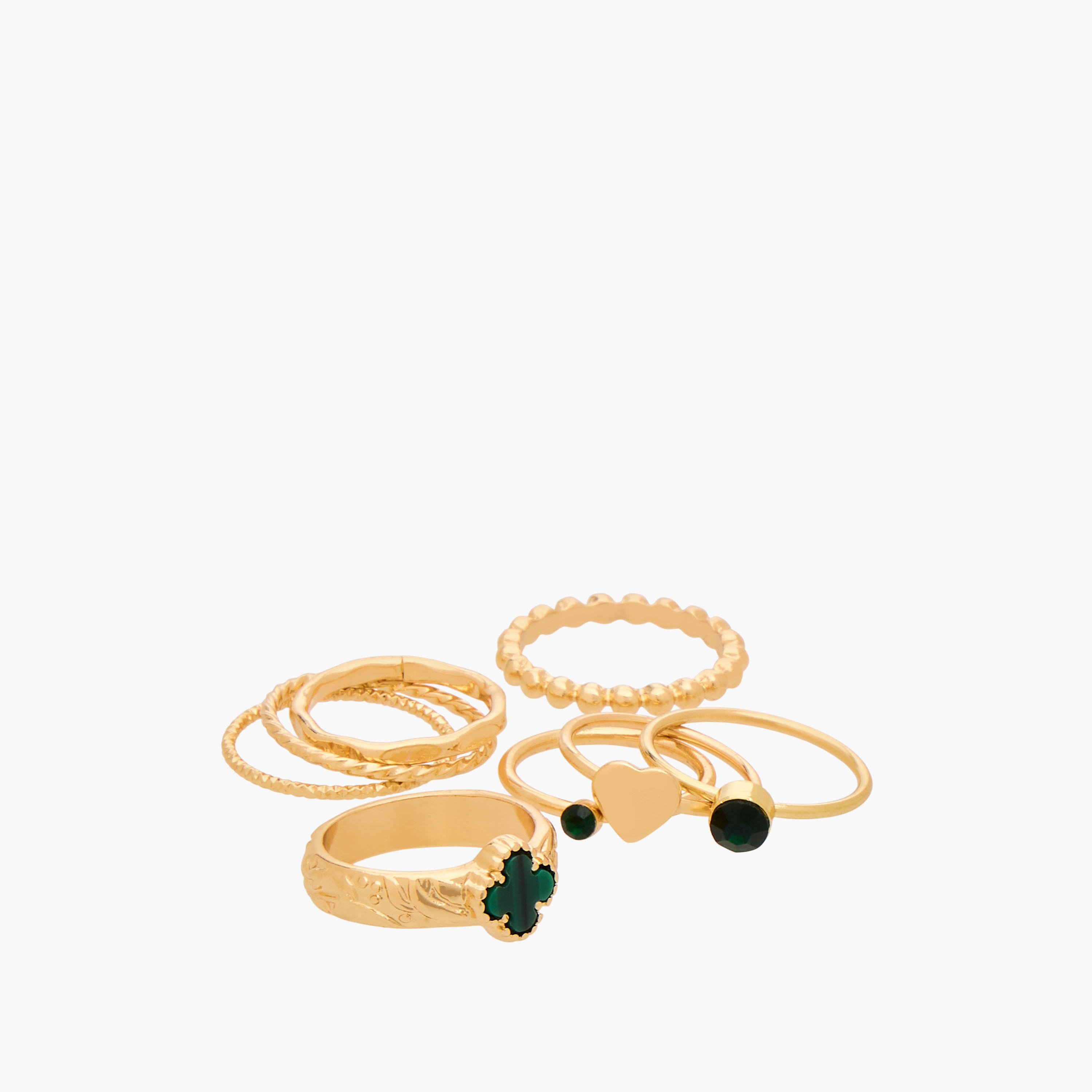 خواتم معدن مزينة بلون ذهبي من جلو - طقم 8 قطع-women-watchesandjewellery-jewellery-rings-image-2