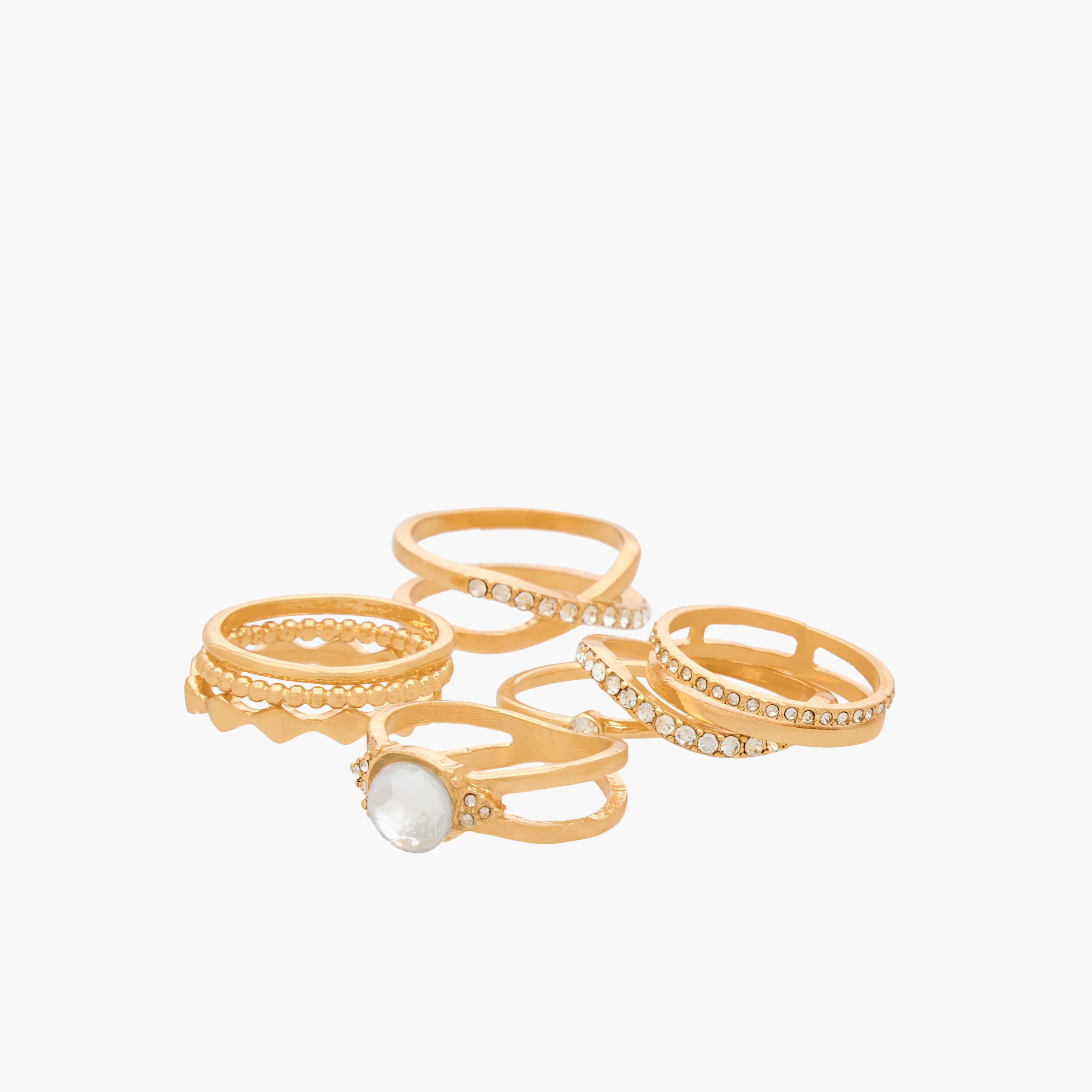 خواتم معدن مزينة باللون الذهبي من جلو - طقم 8 قطع-women-watchesandjewellery-jewellery-rings-image-2