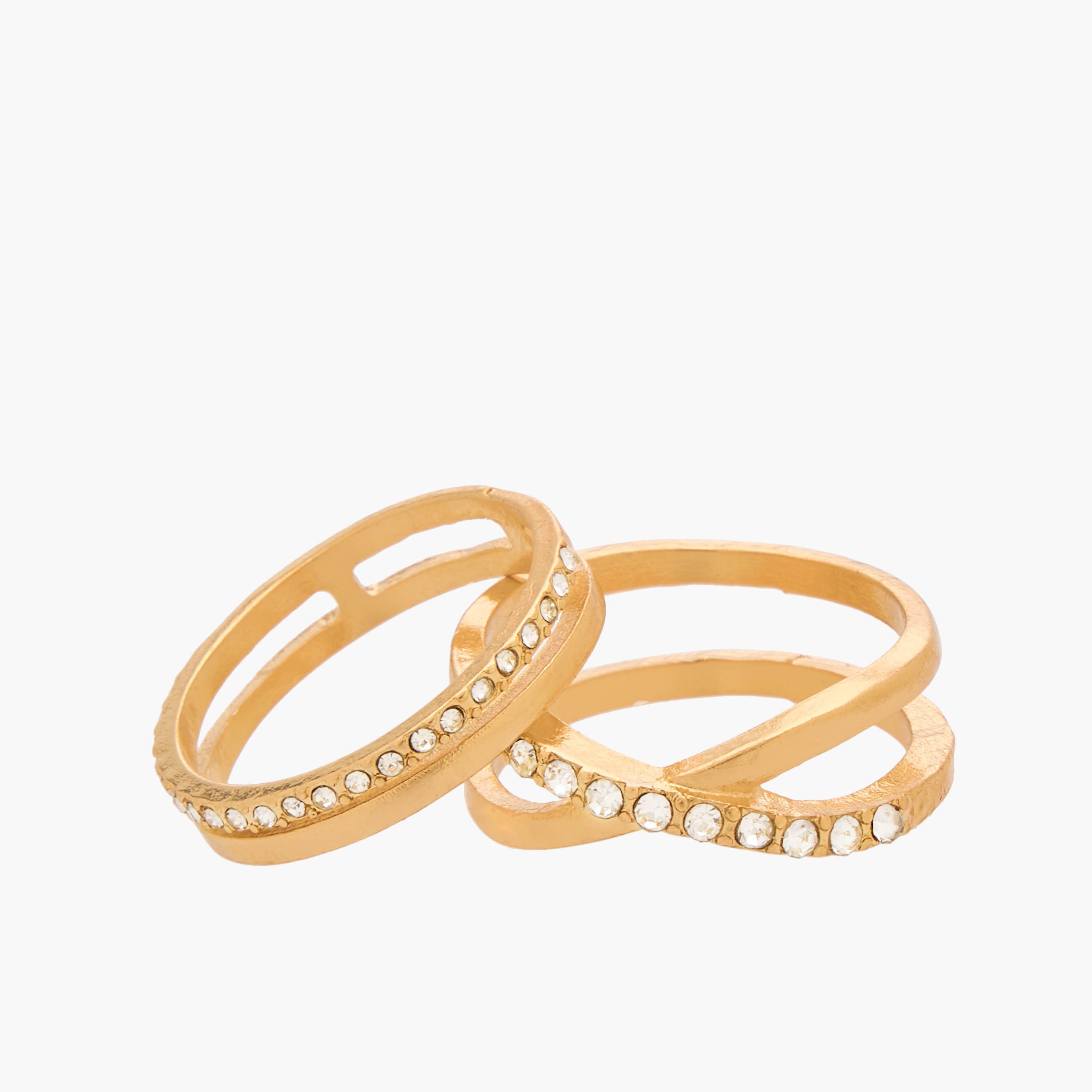 Set of 8 - Gloo Embellished Metal Gold Tone Ring-women-watchesandjewellery-jewellery-rings-image-3