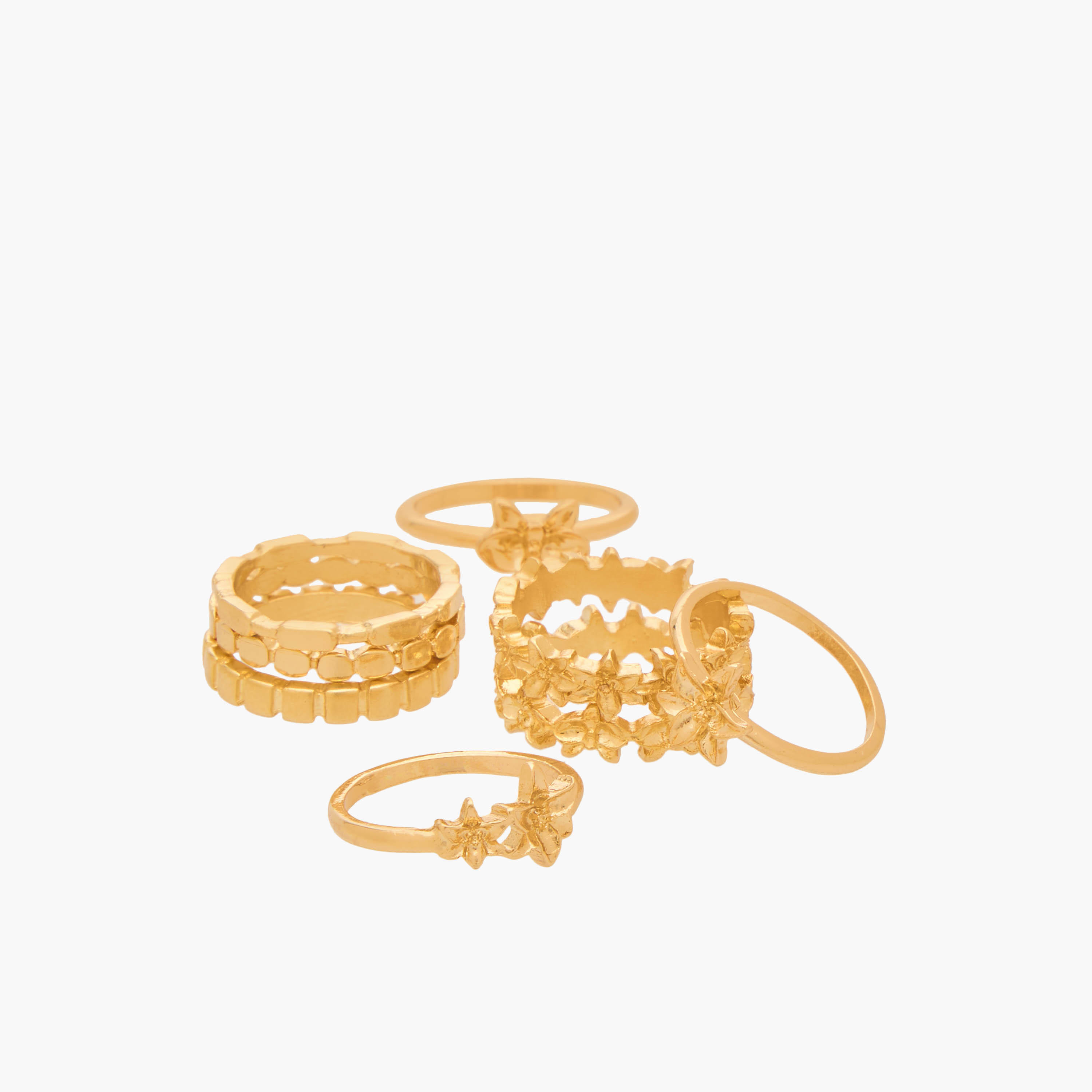 Set of 8 - Gloo Embellished Metal Gold Tone Ring-women-watchesandjewellery-jewellery-rings-image-2