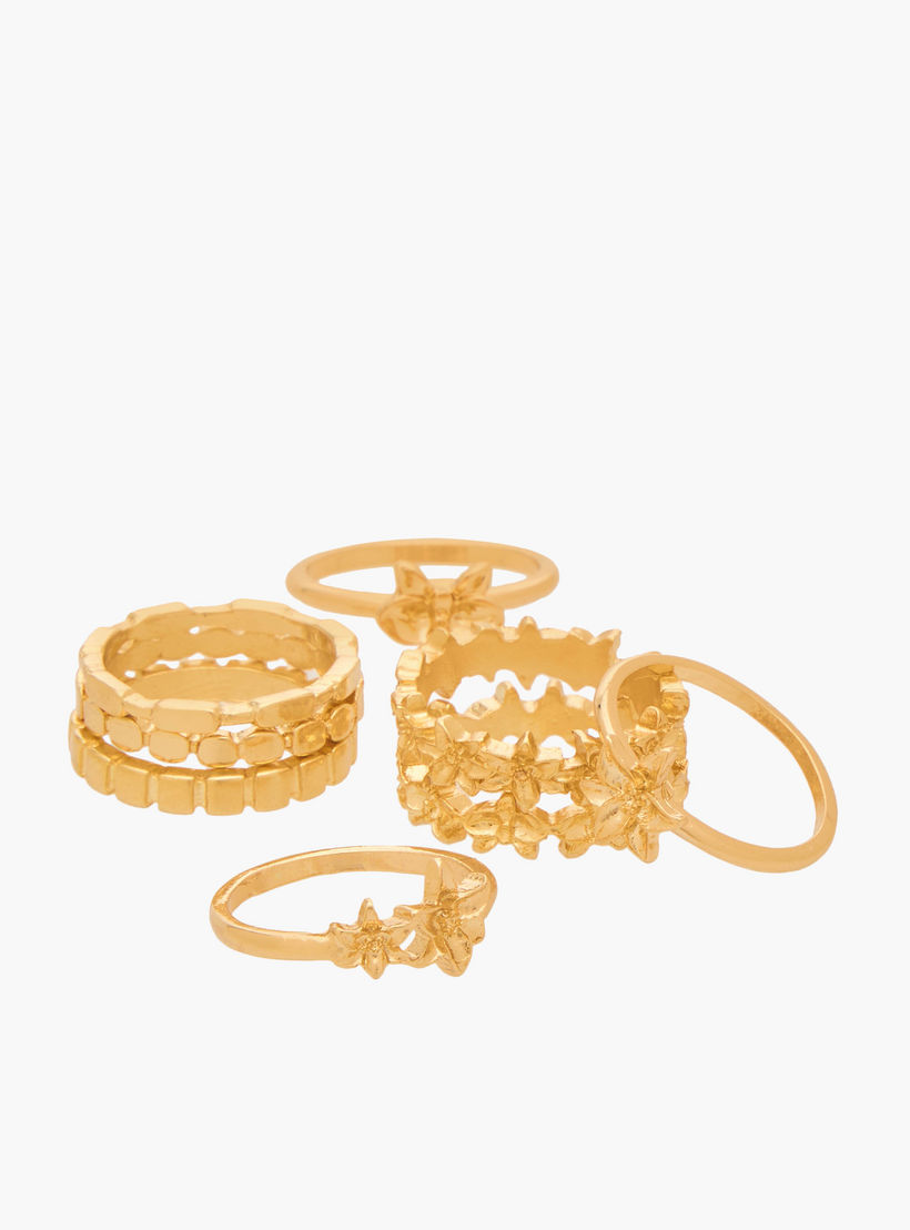Set of 8 - Gloo Embellished Metal Gold Tone Ring-women-watchesandjewellery-jewellery-rings-image-2