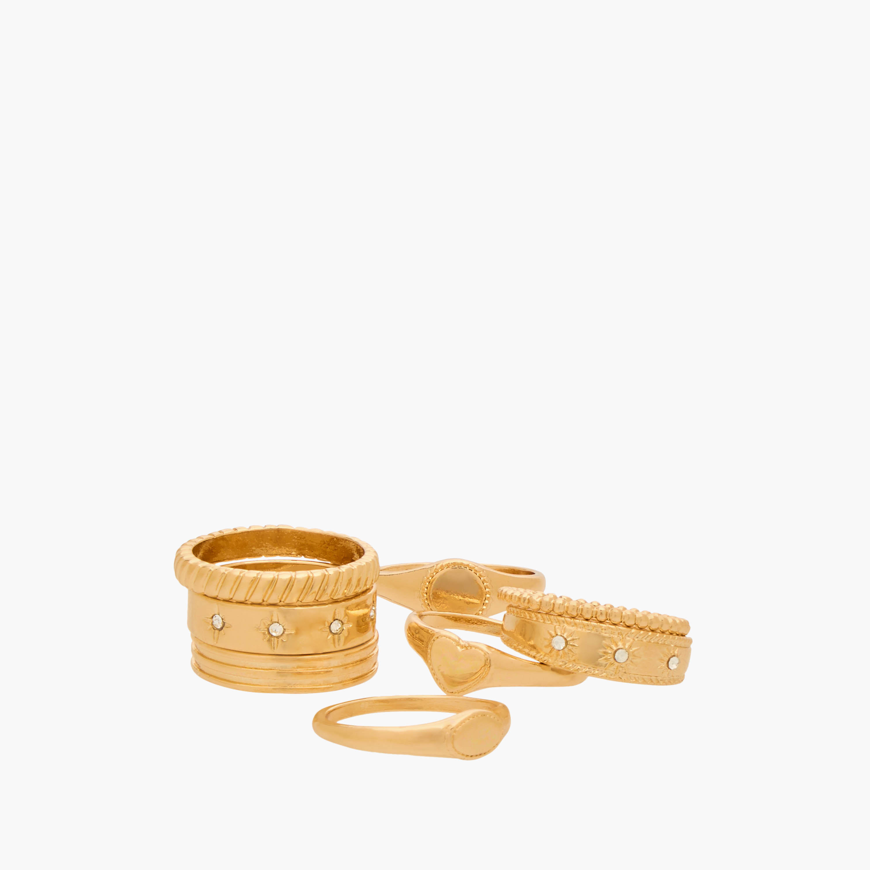 خواتم معدن مزينة بلون ذهبي من جلو - طقم 8 قطع-women-watchesandjewellery-jewellery-rings-image-2