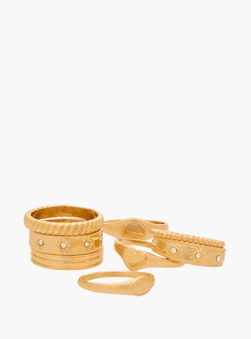 خواتم معدن مزينة بلون ذهبي من جلو - طقم 8 قطع-women-watchesandjewellery-jewellery-rings-image-2