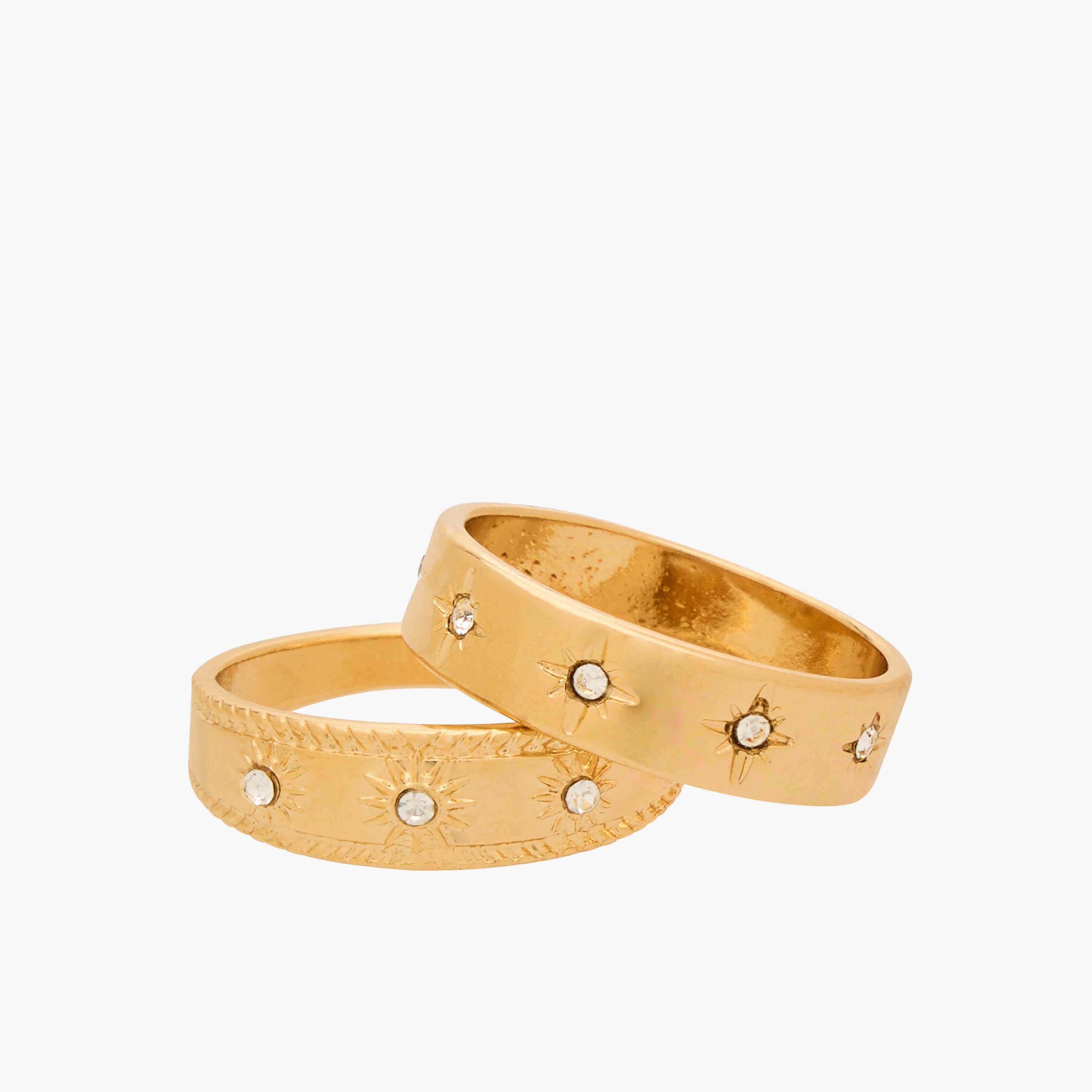 Set of 8 - Gloo Embellished Metal Gold Tone Ring-women-watchesandjewellery-jewellery-rings-image-3