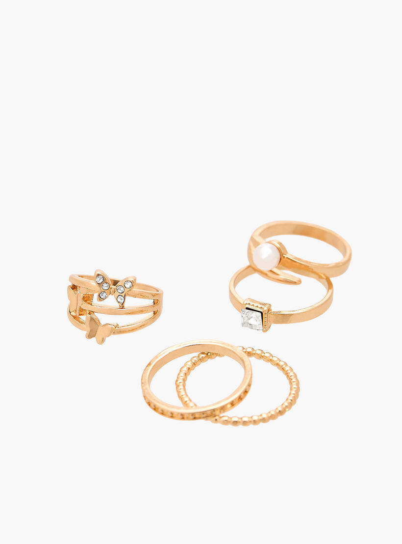 Gloo Pack of 8 Metallic Ring-women-watchesandjewellery-jewellery-rings-image-10