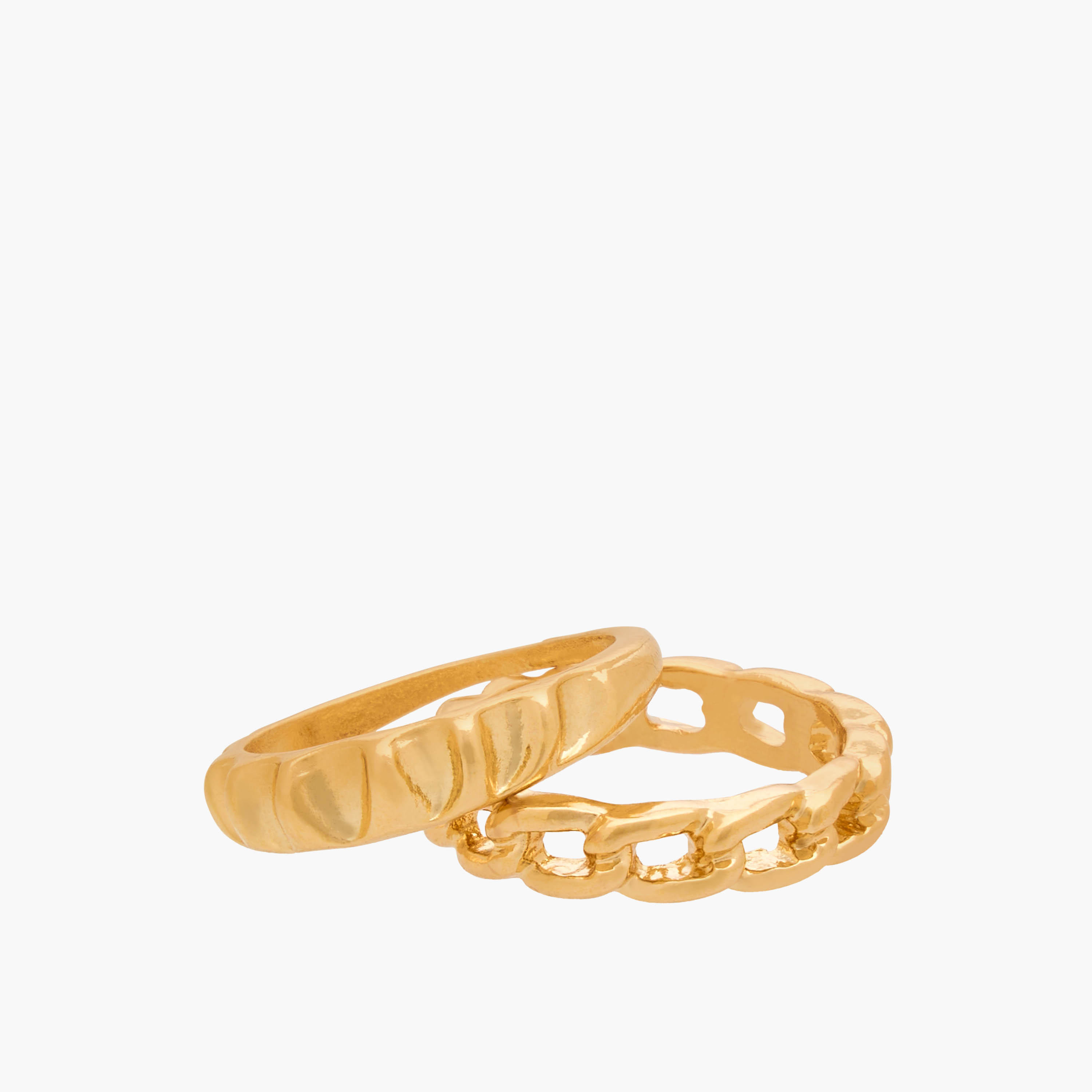 خواتم معدن بارزة الملمس بلون ذهبي من جلو - طقم 8 قطع-women-watchesandjewellery-jewellery-rings-image-3
