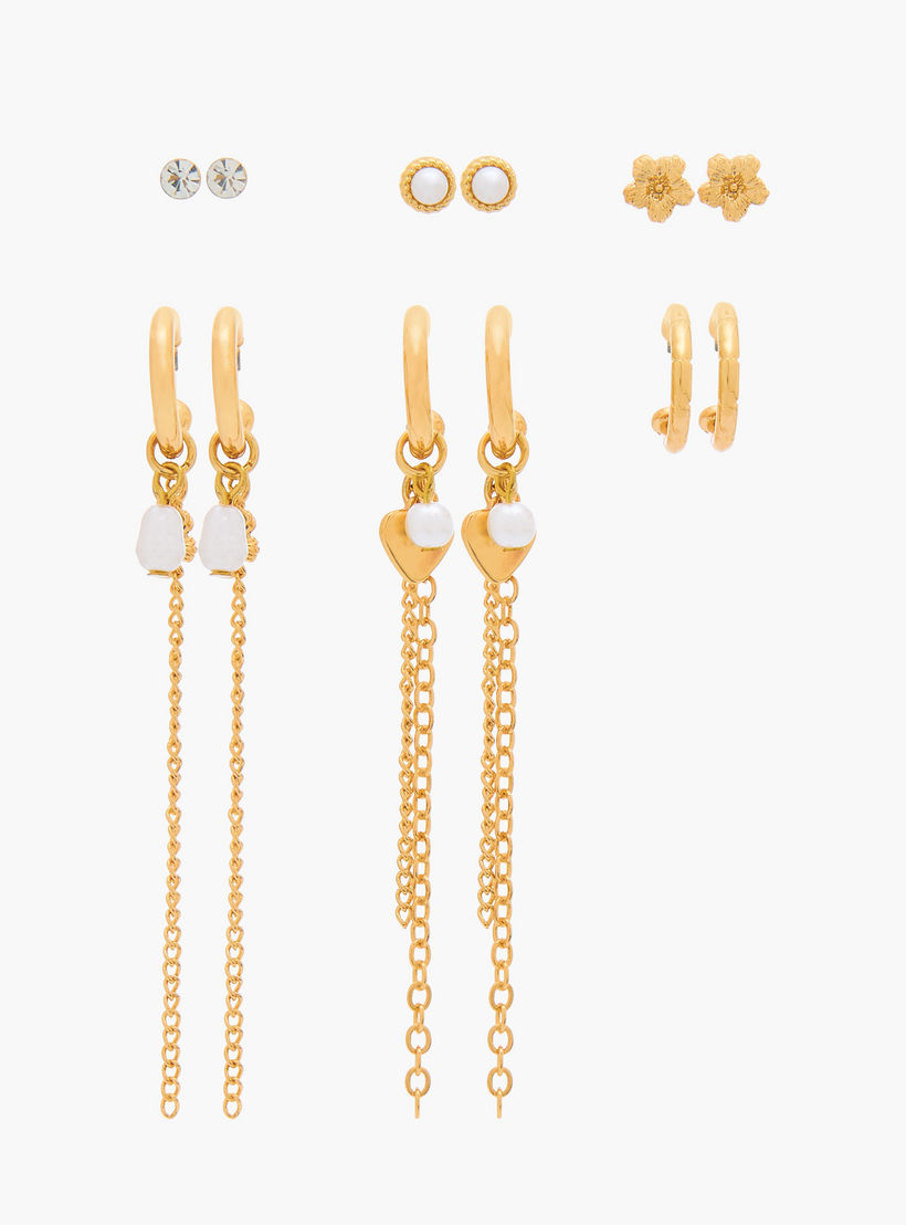 Gloo Pack of 6 Metallic Assorted Earrings with Pushback Closure-women-watchesandjewellery-jewellery-earrings-image-1