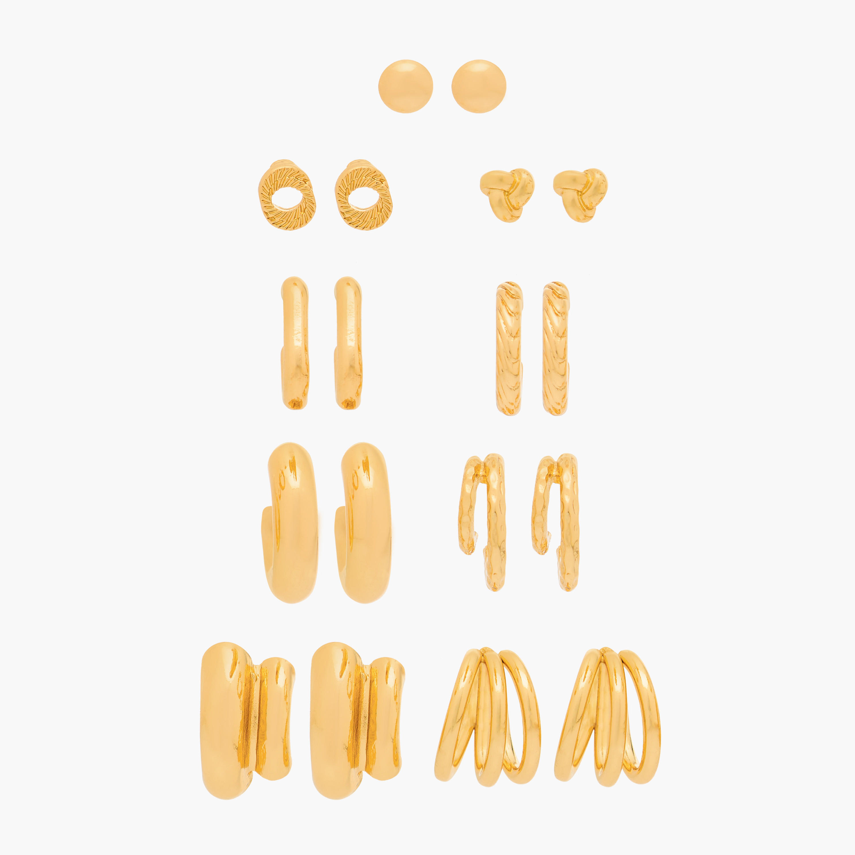 Gloo Pack of 9 Metallic Assorted Earrings with Pushback Closure-women-watchesandjewellery-jewellery-earrings-image-1