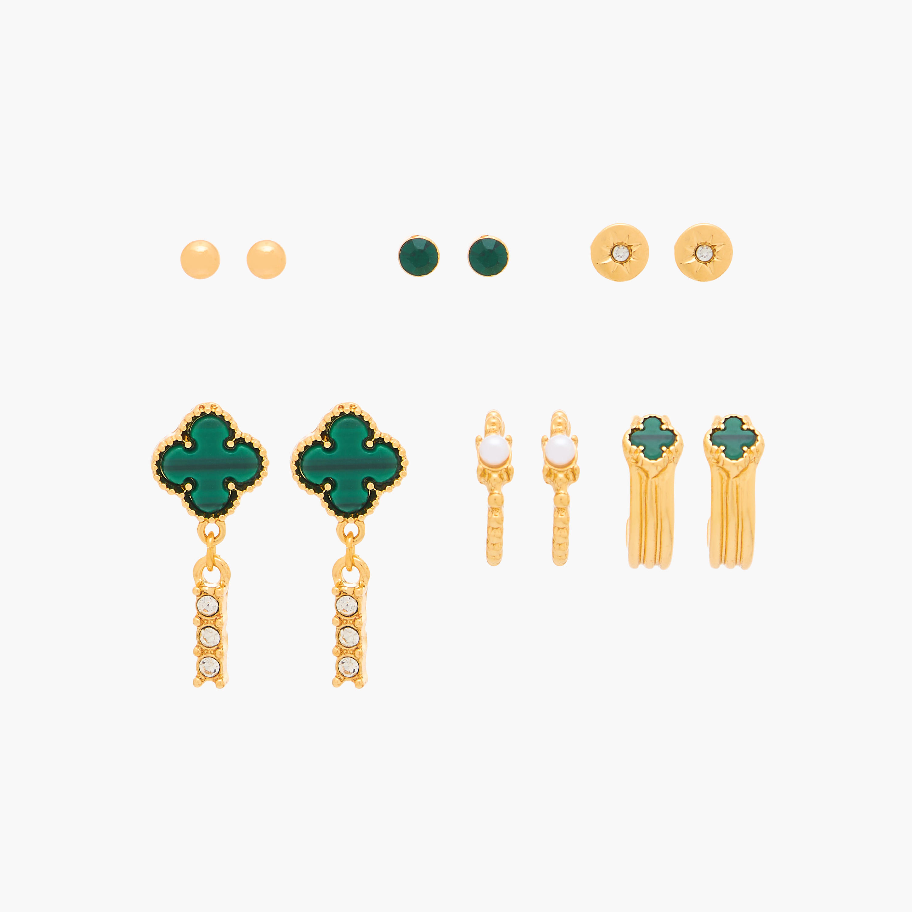 حلقان ميتاليك متنوعة بمكبس إغلاق من جلو - عبوة 6 أزواج-women-watchesandjewellery-jewellery-earrings-image-4