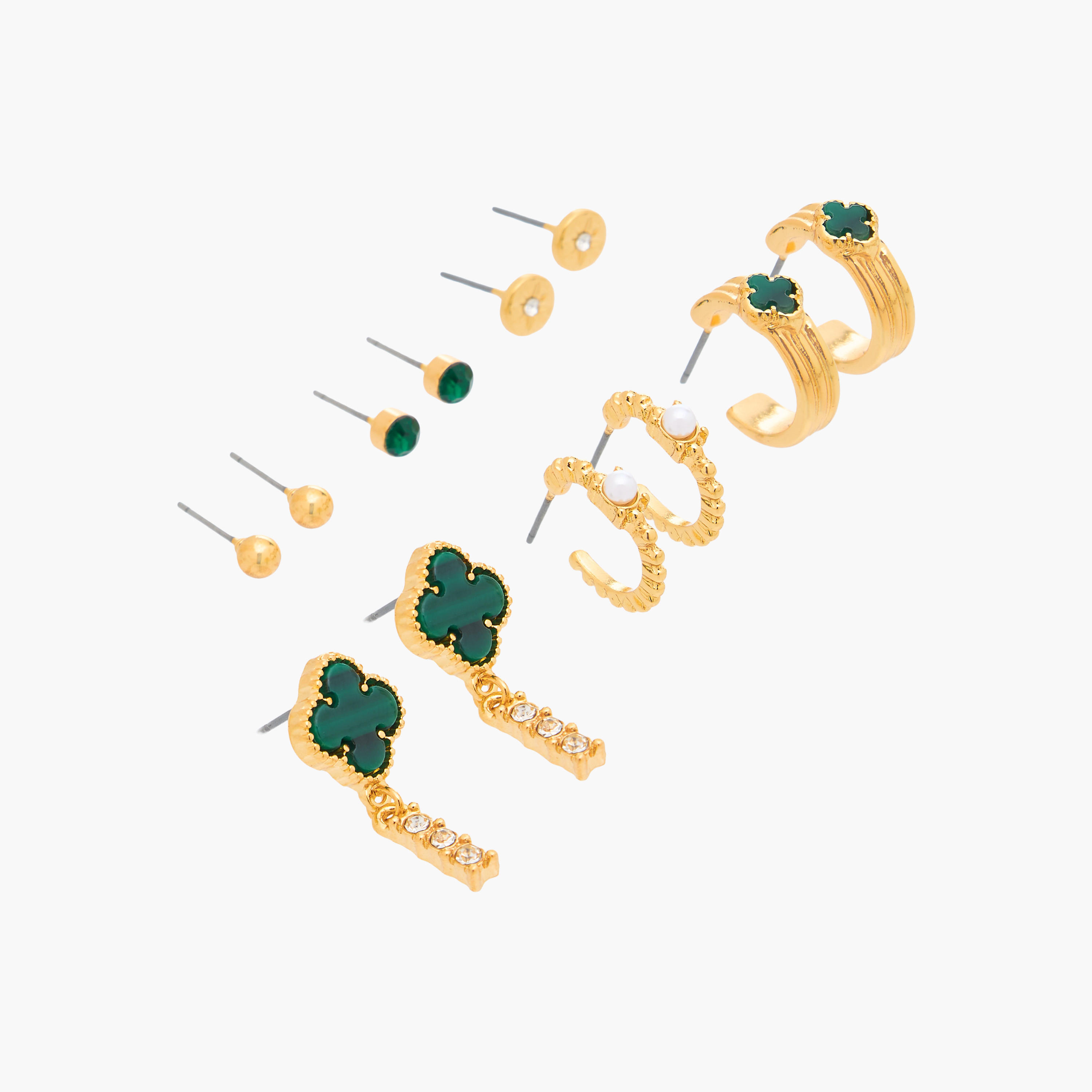 حلقان ميتاليك متنوعة بمكبس إغلاق من جلو - عبوة 6 أزواج-women-watchesandjewellery-jewellery-earrings-image-3