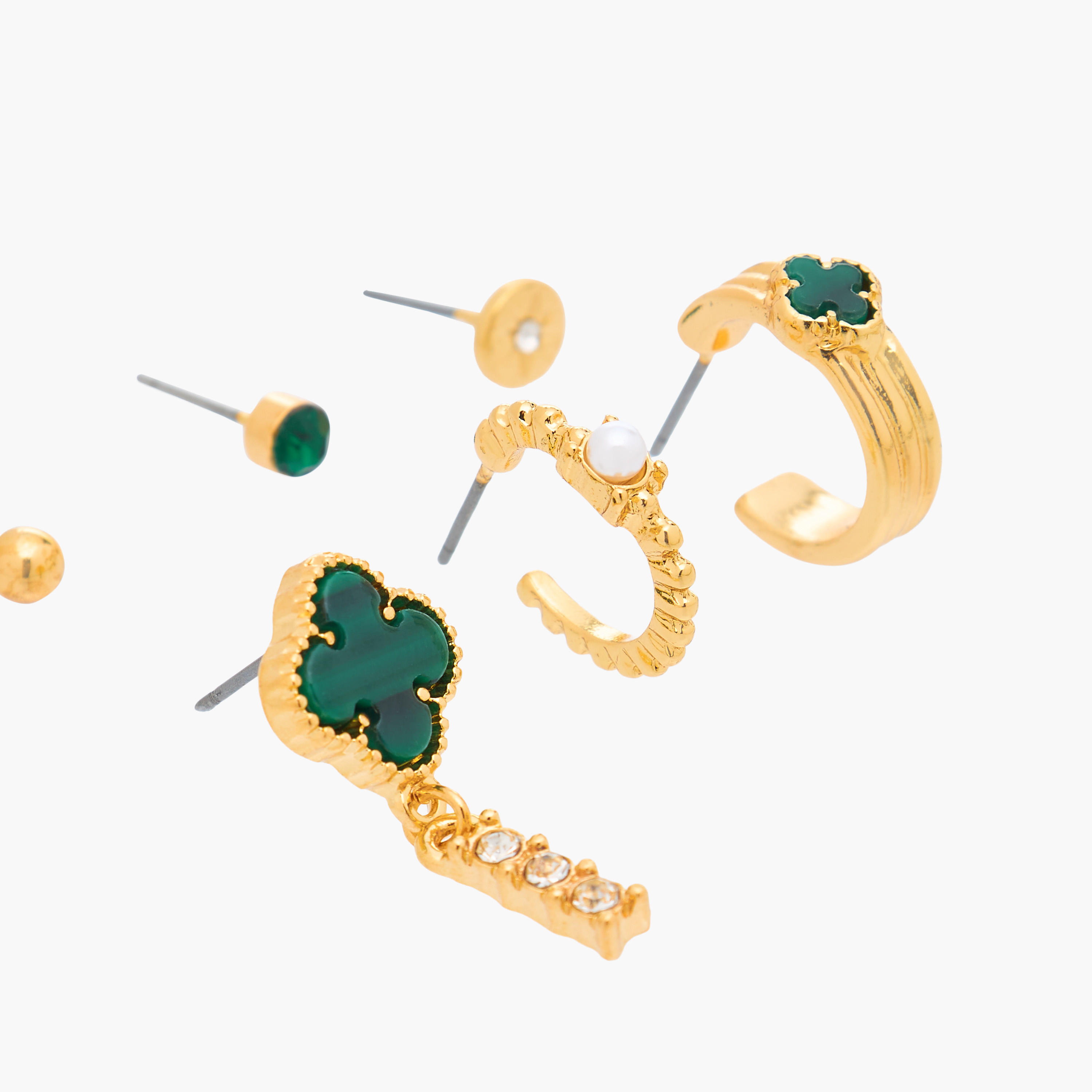 حلقان ميتاليك متنوعة بمكبس إغلاق من جلو - عبوة 6 أزواج-women-watchesandjewellery-jewellery-earrings-image-2