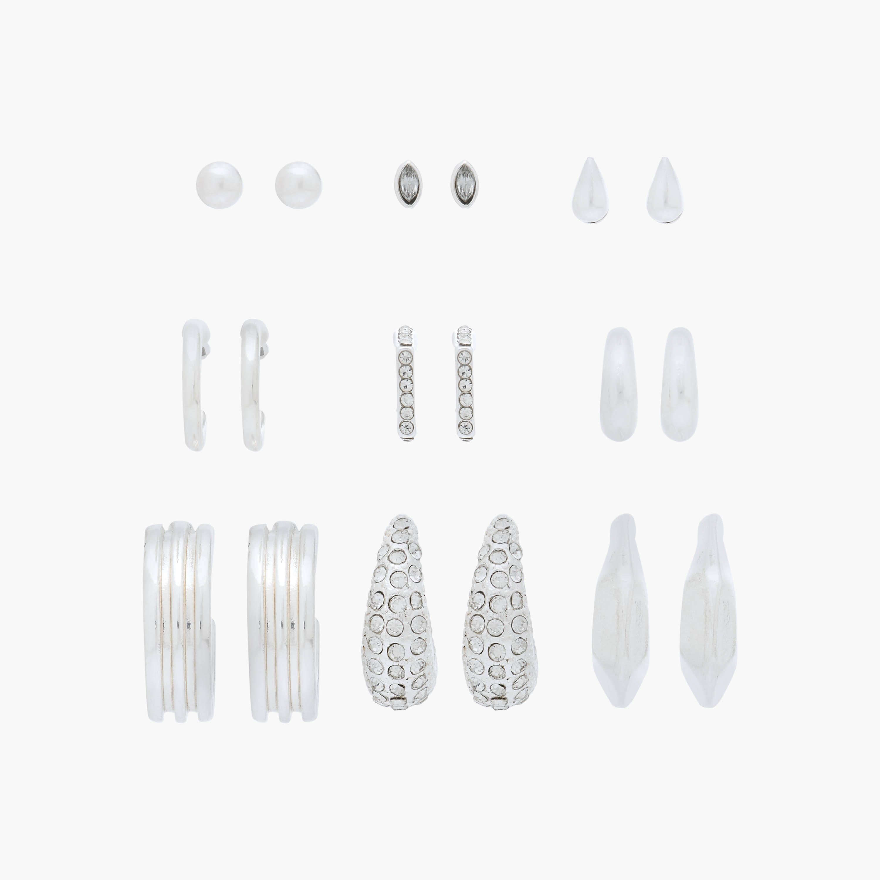 Gloo Pack of 9 Metallic Assorted Earrings with Pushback Closure-women-watchesandjewellery-jewellery-earrings-image-1