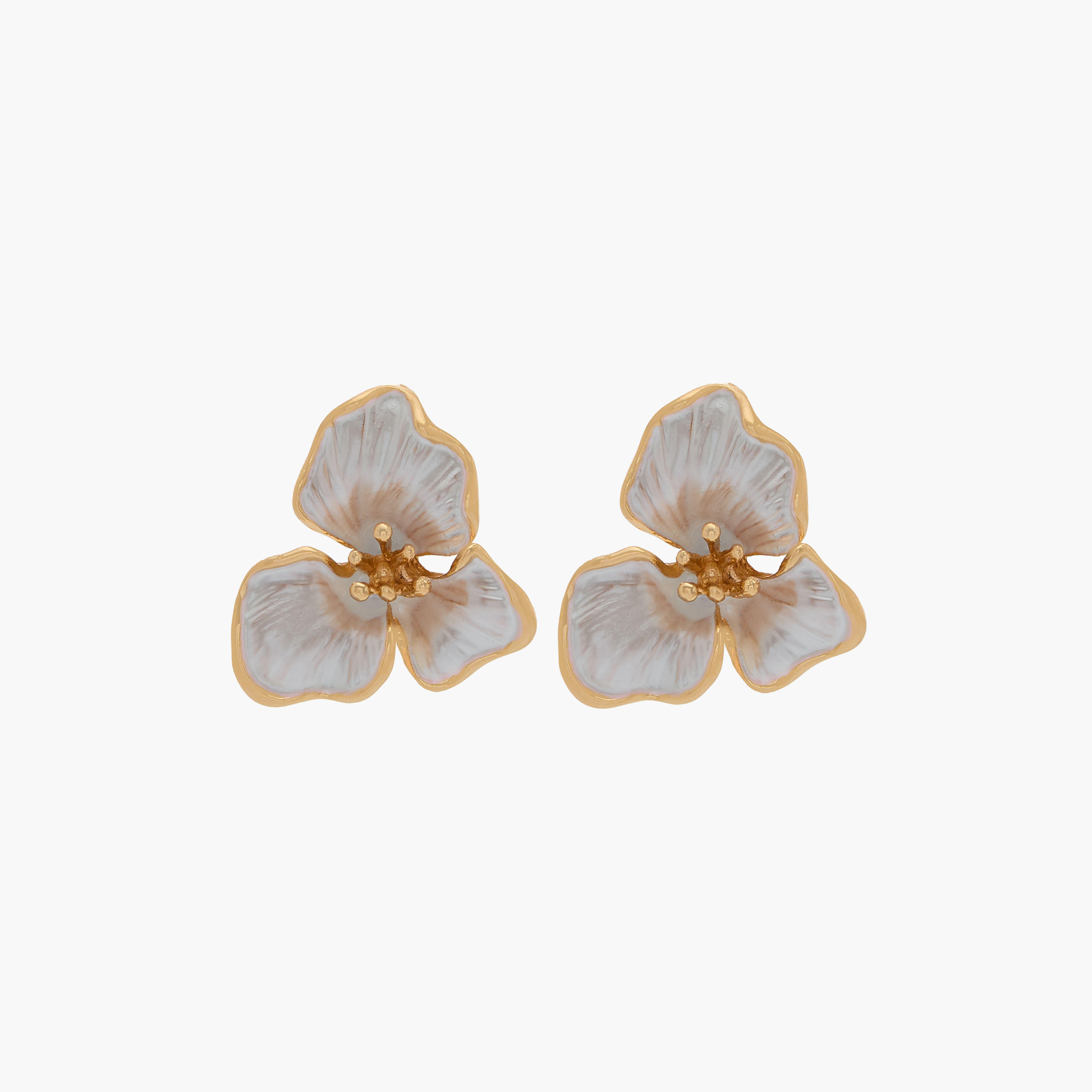 Metallic Floral Stud Earrings with Pushback Closure-women-watchesandjewellery-jewellery-earrings-image-1