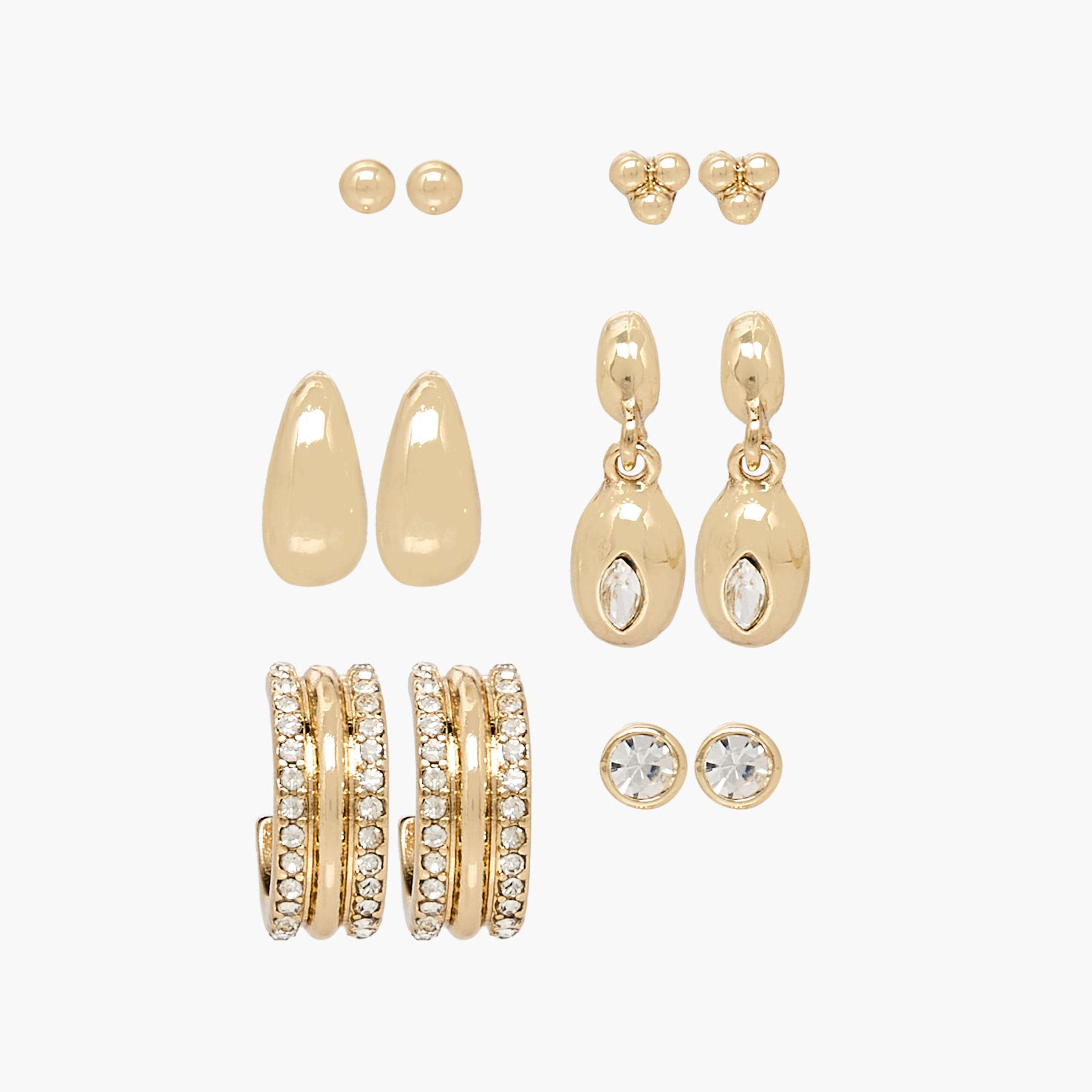 Pack of 6 Gold Tone Assorted Earrings with Pushback Closure-women-watchesandjewellery-jewellery-earrings-image-1