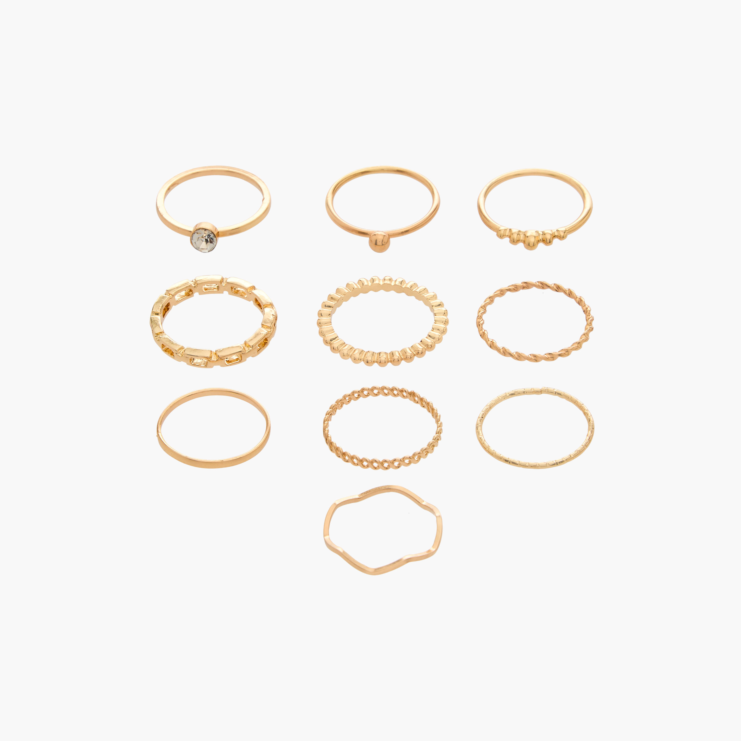 خواتم ميتالك متنوعة - طقم من 10-women-watchesandjewellery-jewellery-rings-image-3