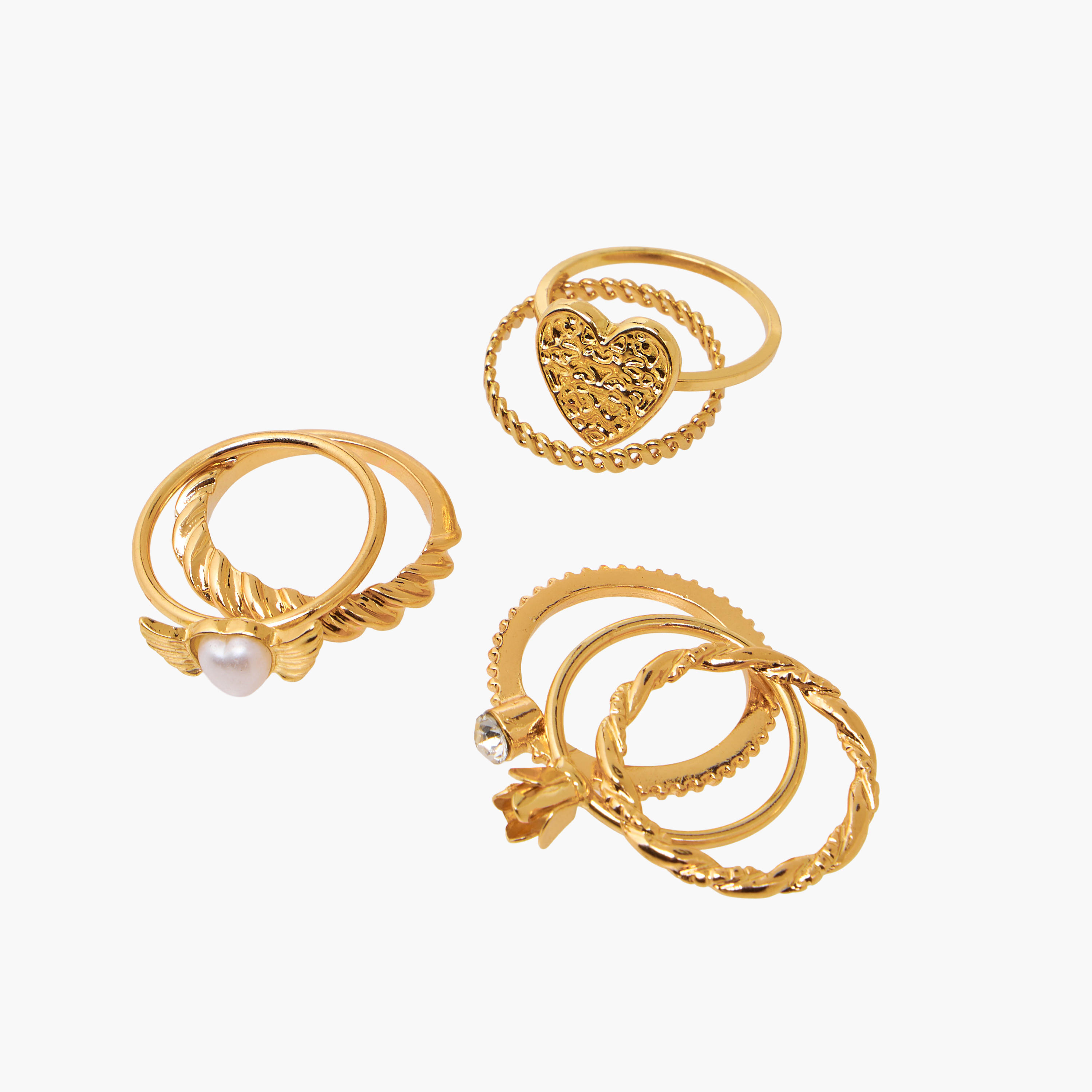 Set of 9 - Gloo Gold Tone Ring with Assorted Design-women-watchesandjewellery-jewellery-rings-image-2