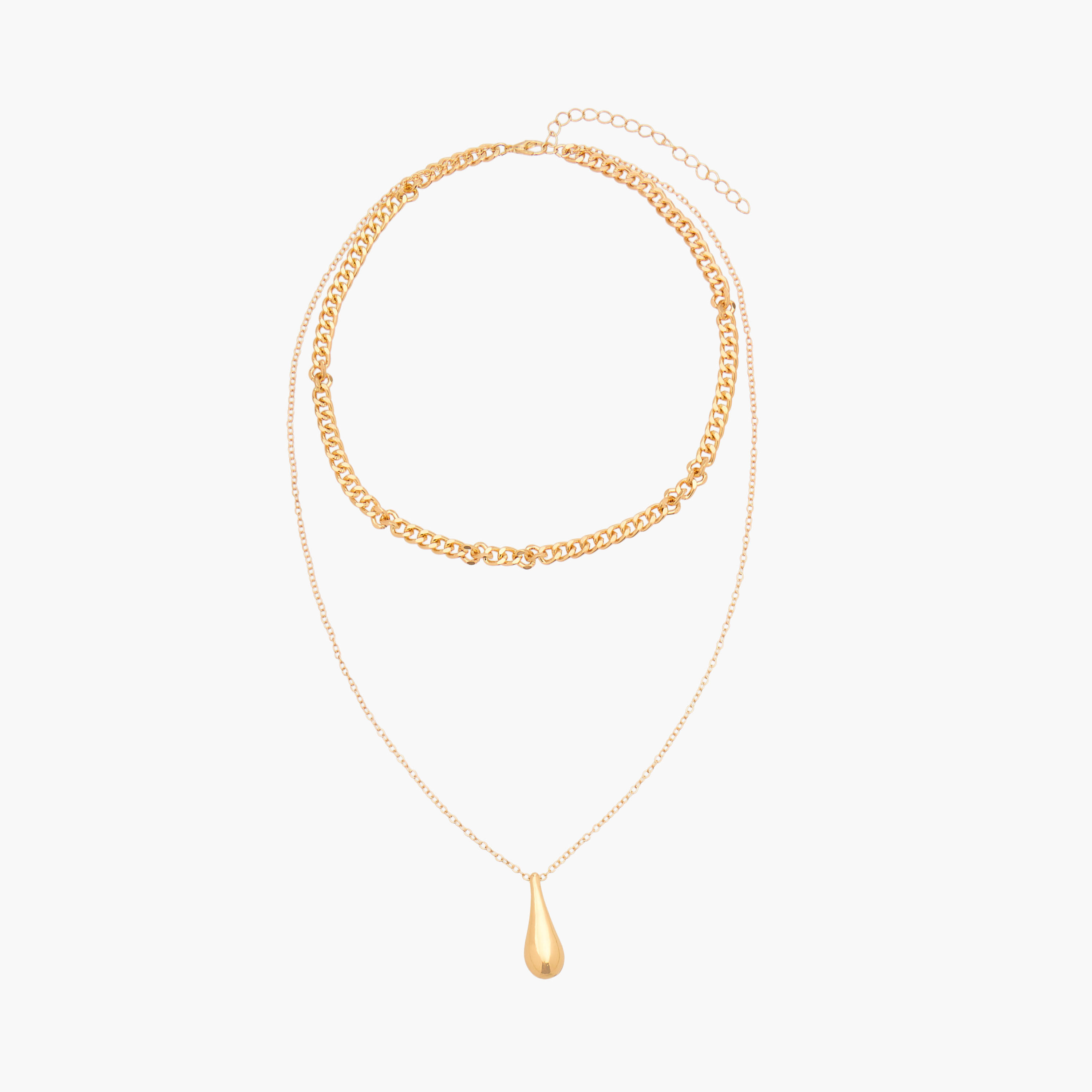 Metal Teardrop Pendant Layered Necklace-women-watchesandjewellery-jewellery-necklacesandpendants-image-1