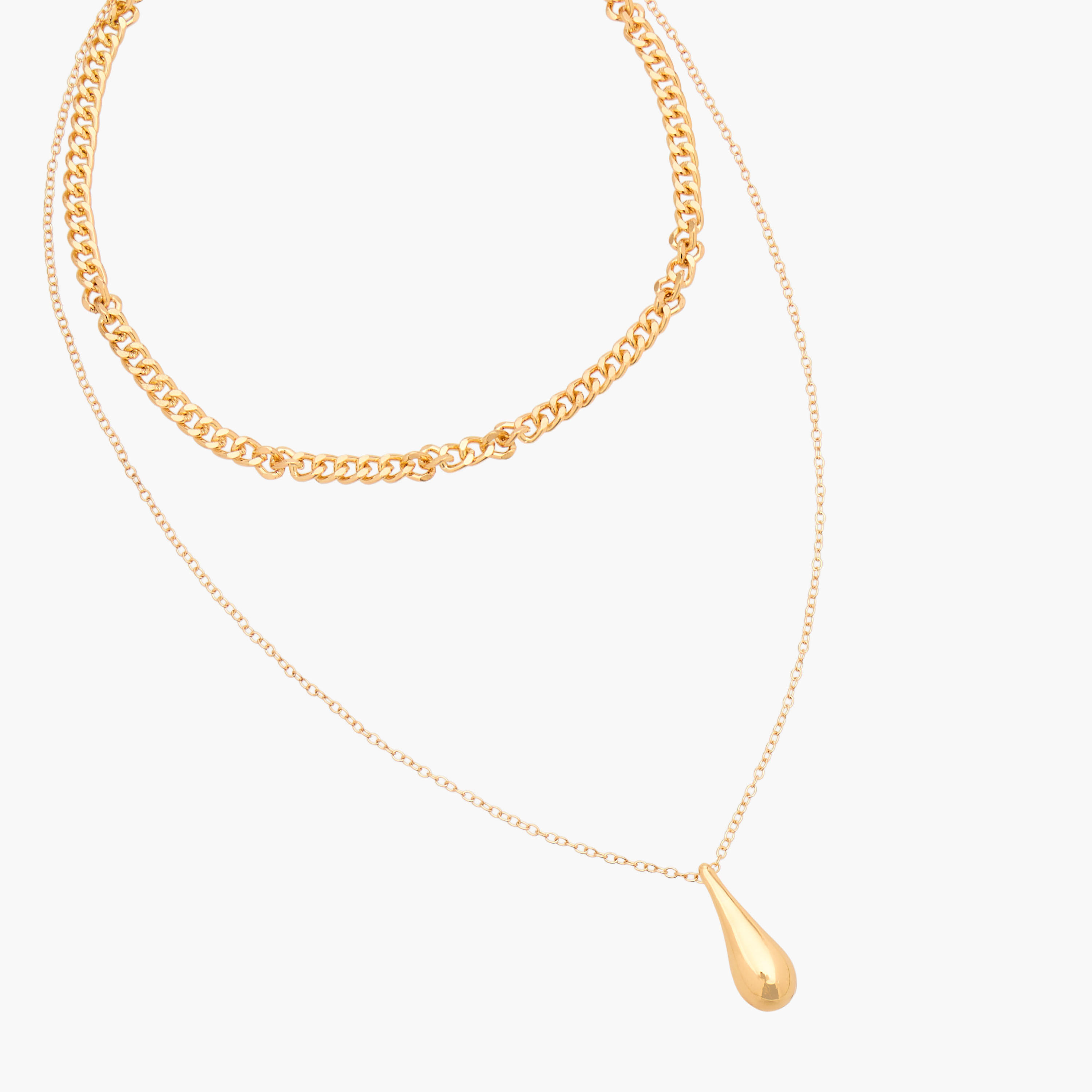 Metal Teardrop Pendant Layered Necklace-women-watchesandjewellery-jewellery-necklacesandpendants-image-2