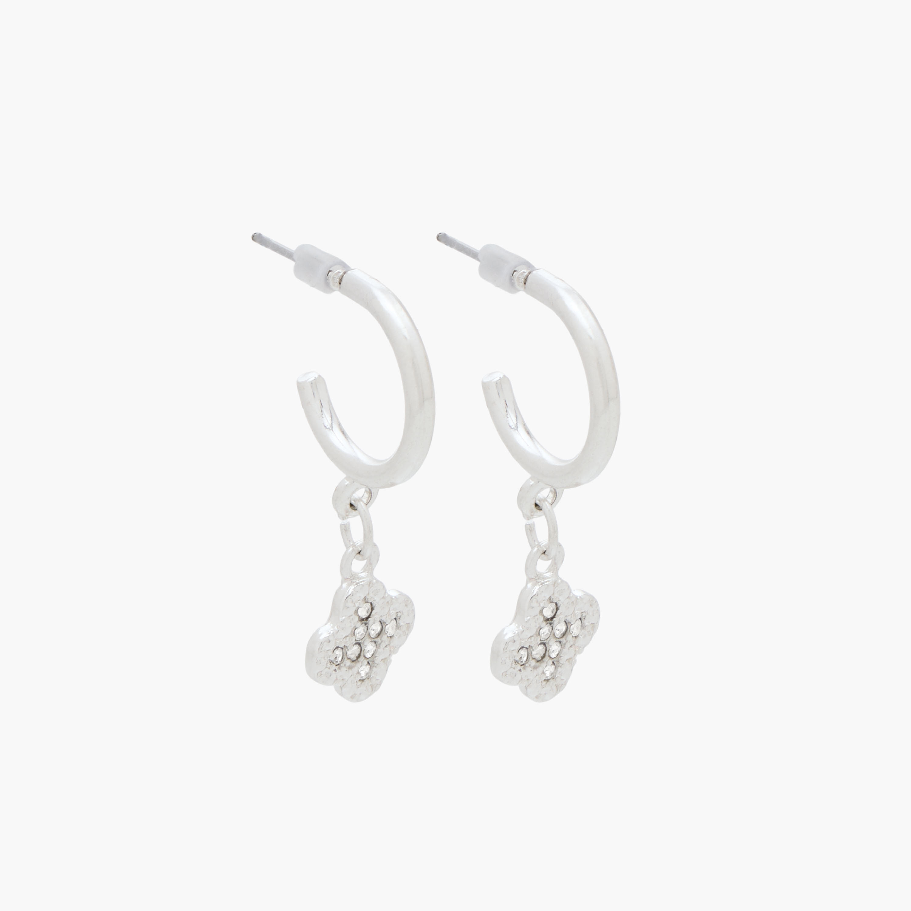 Gloo Pack of 3 Silver Finish Clover Embellished Earrings with Pushback Closure-women-watchesandjewellery-jewellery-earrings-image-3
