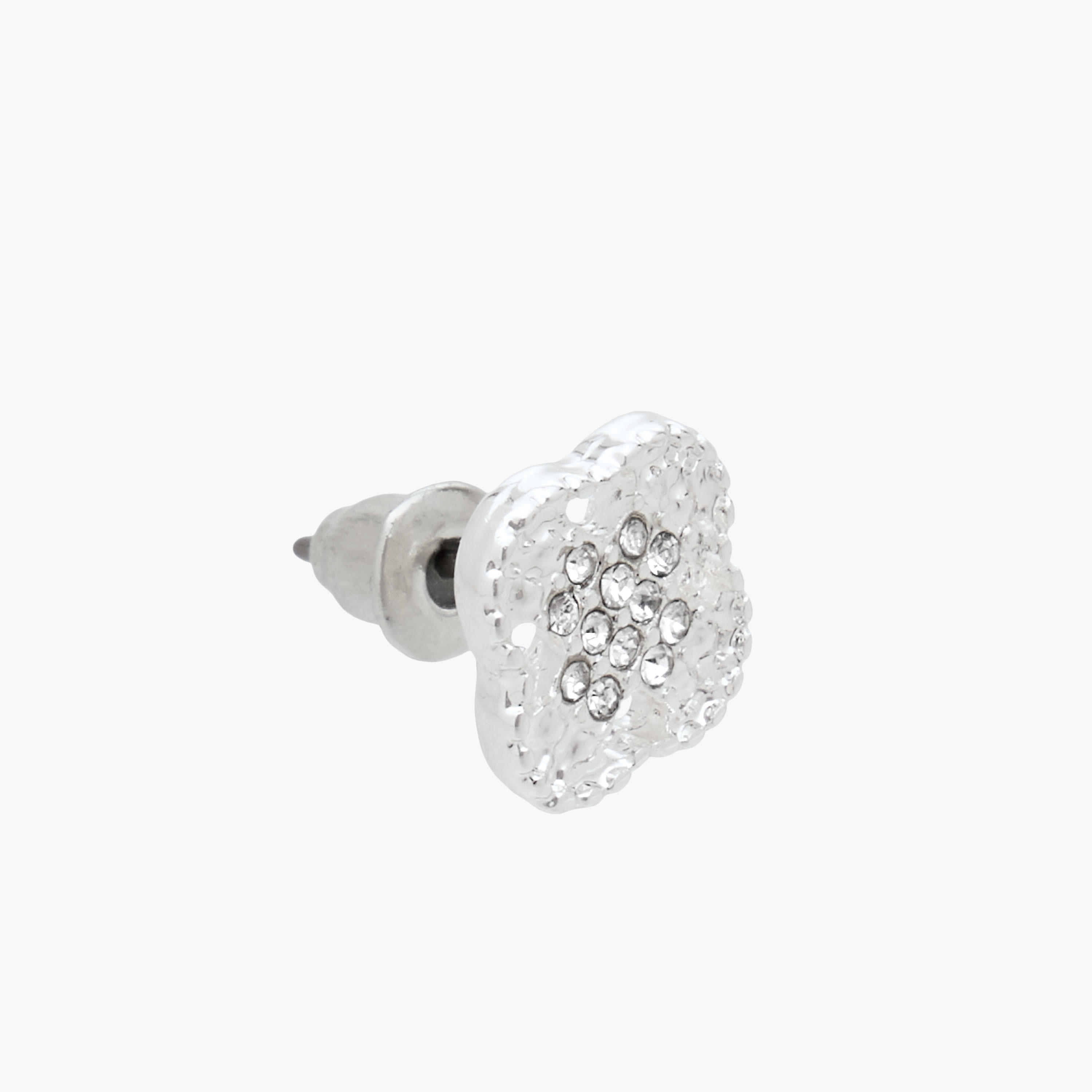 Gloo Pack of 3 Silver Finish Clover Embellished Earrings with Pushback Closure-women-watchesandjewellery-jewellery-earrings-image-6