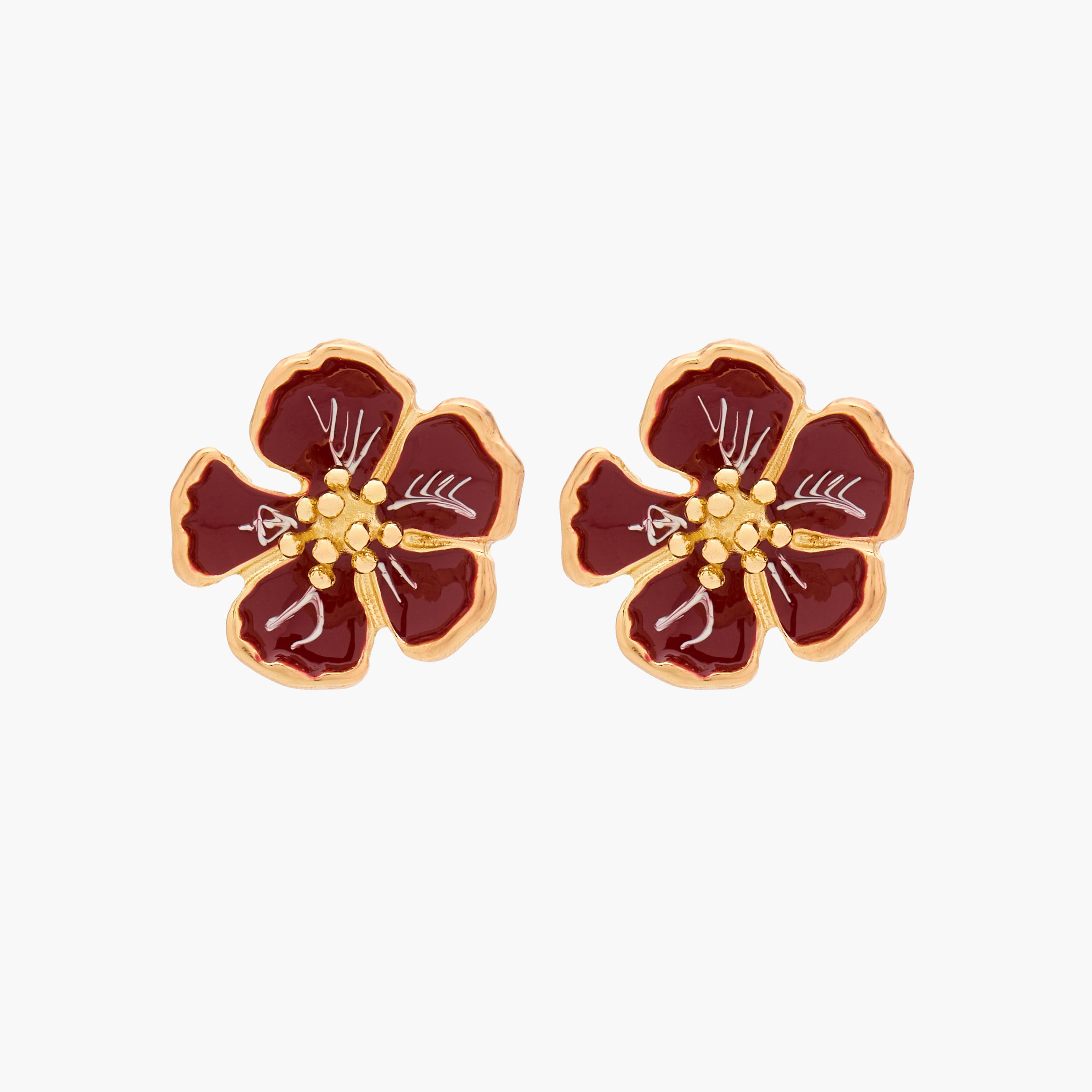 حلق بتصميم زهرة مطلي بالمينا وتشطيب ذهبي بمكبس إغلاق من جلو-women-watchesandjewellery-jewellery-earrings-image-1