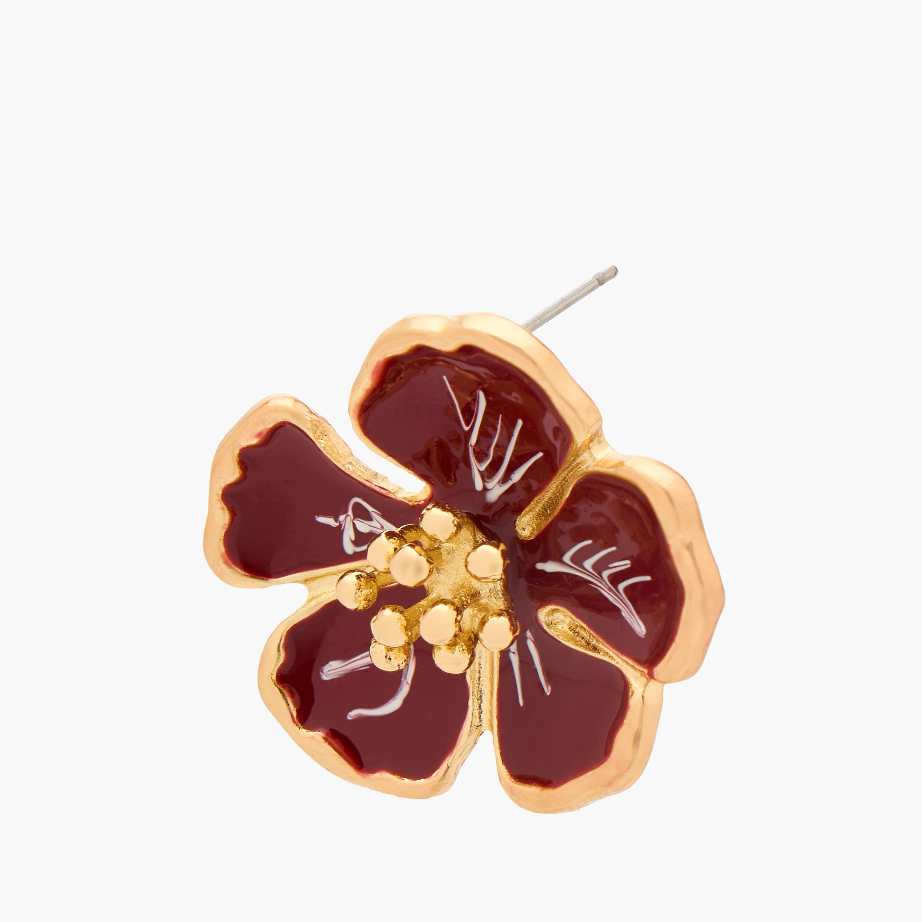 حلق بتصميم زهرة مطلي بالمينا وتشطيب ذهبي بمكبس إغلاق من جلو-women-watchesandjewellery-jewellery-earrings-image-3