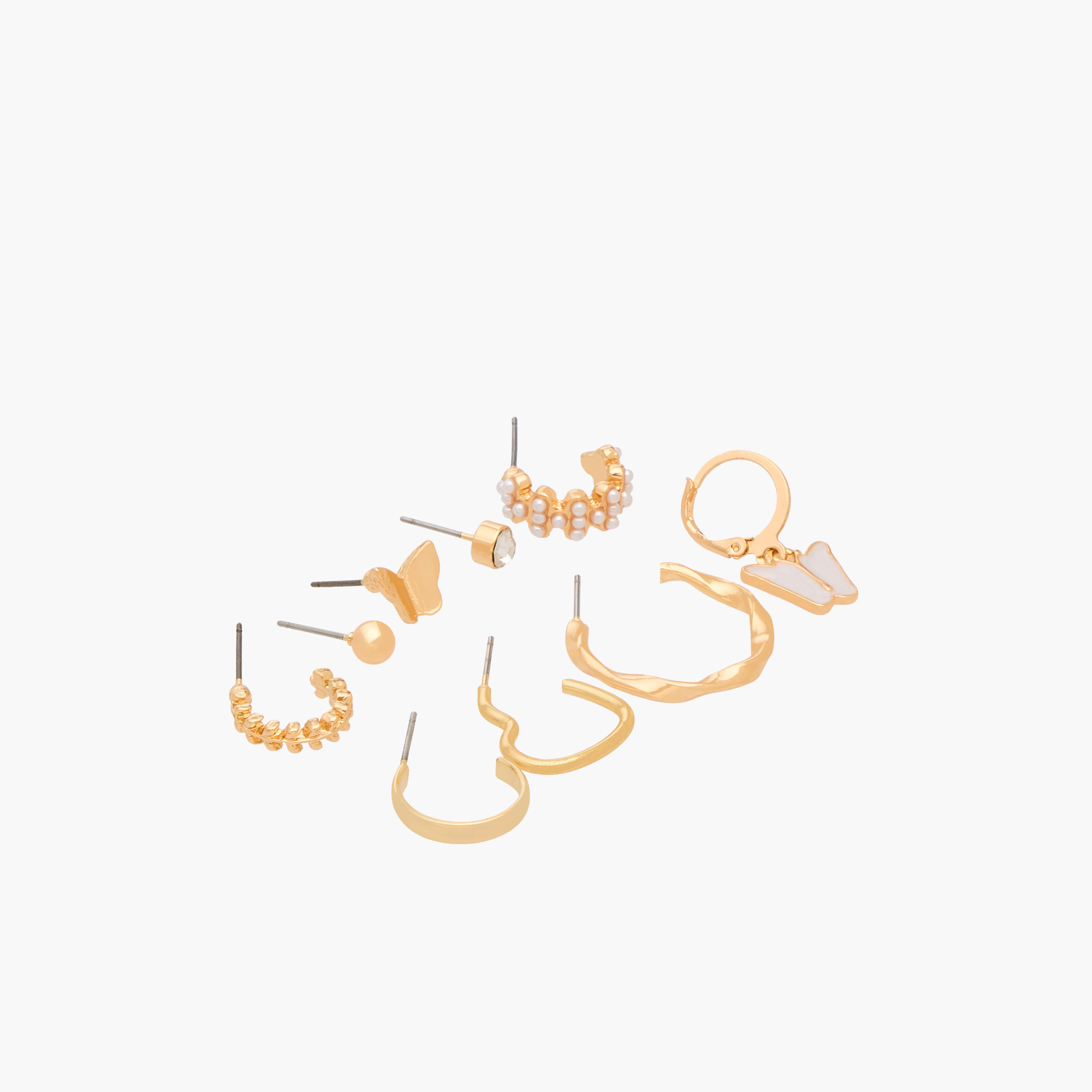 Pack of 9 Gold Tone Assorted Earrings with Pushback Closure-women-watchesandjewellery-jewellery-earrings-image-3