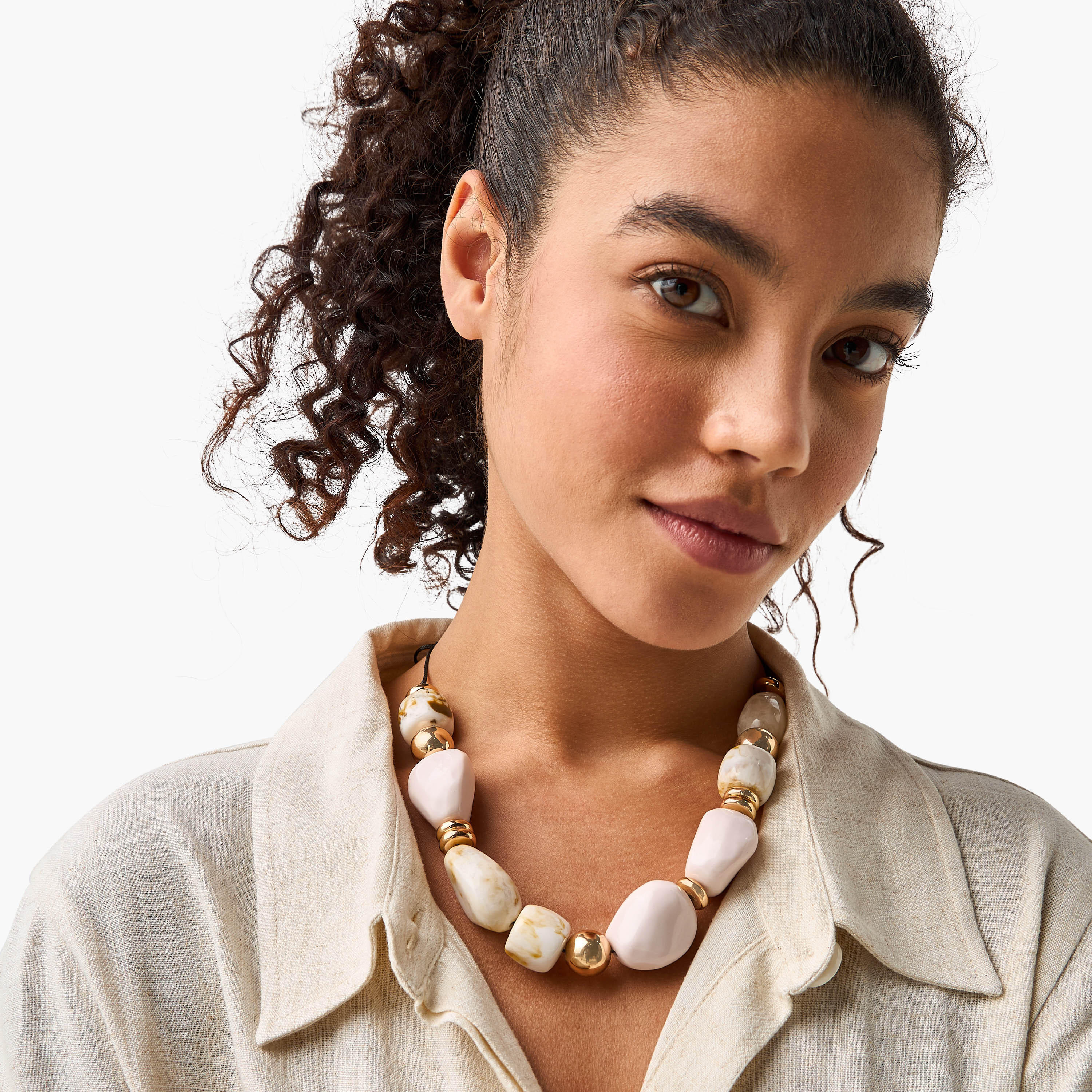 Metal Necklace with Bead Detail-women-watchesandjewellery-jewellery-necklacesandpendants-image-2