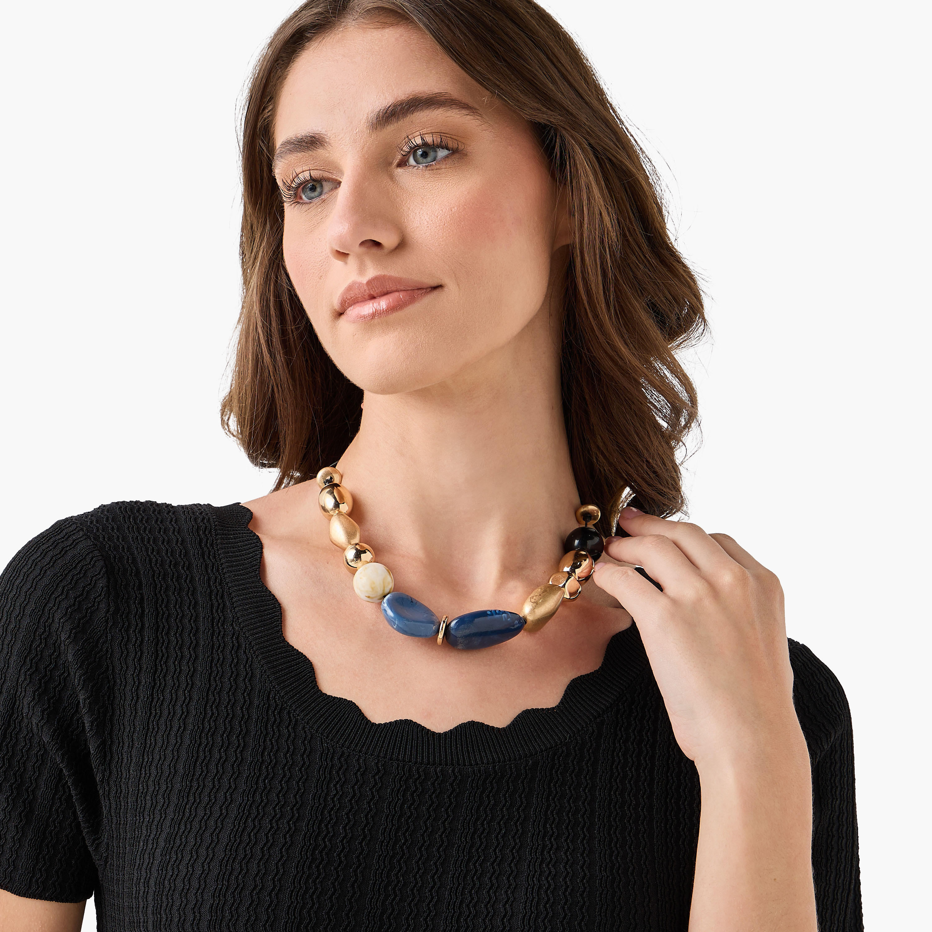 Metallic Beaded Necklace with Sliding Knot Closure-women-watchesandjewellery-jewellery-necklacesandpendants-image-2