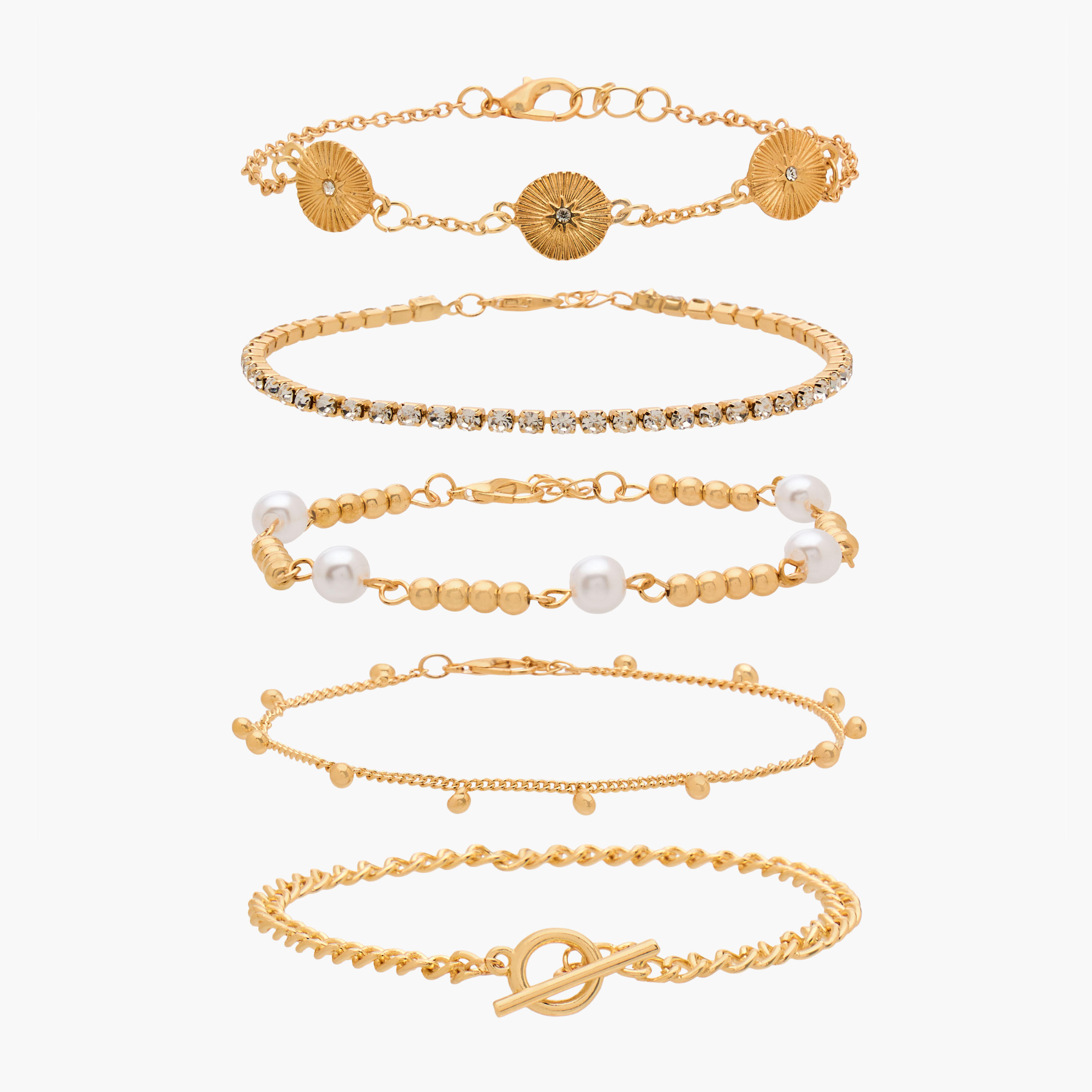 طقم من 5 سوار سلسلة معدني-women-watchesandjewellery-jewellery-banglesandbracelets-image-10