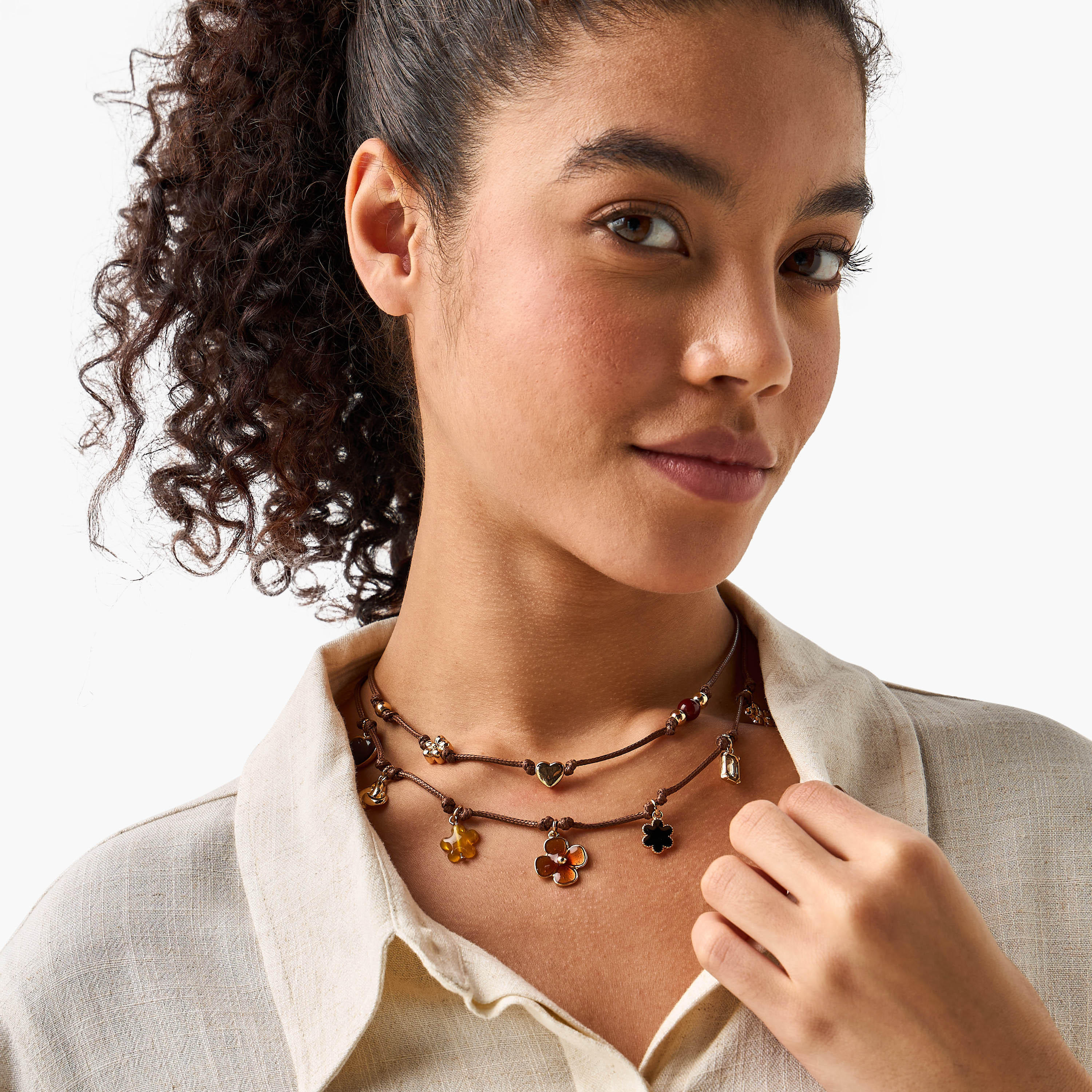 Metal Layered Necklace with Charm Detail-women-watchesandjewellery-jewellery-necklacesandpendants-image-2