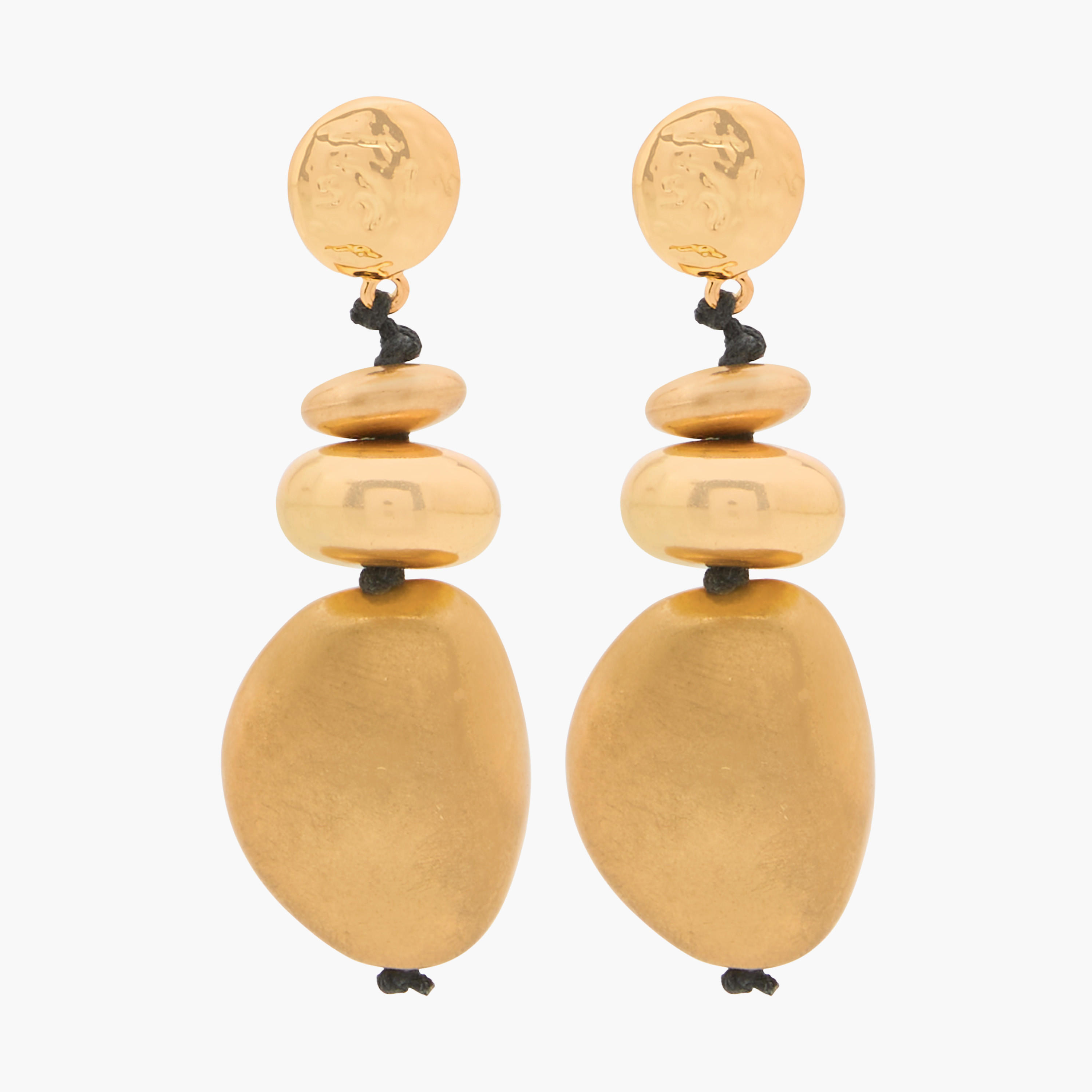 Metallic Brushed Orb Drop Earrings with Pushback Closure-women-watchesandjewellery-jewellery-earrings-image-1