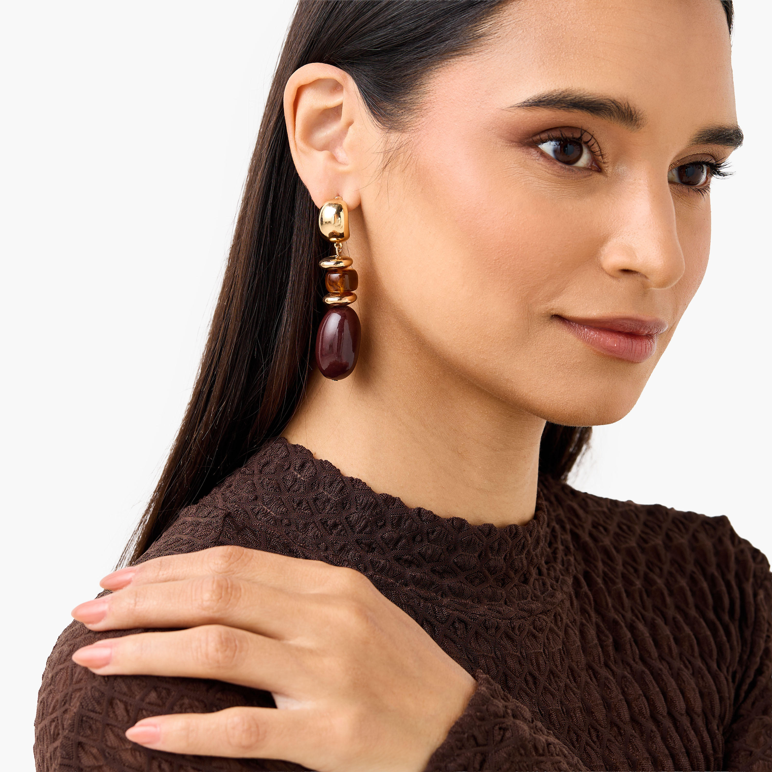Resin Drop Earrings with Pushback Closure-women-watchesandjewellery-jewellery-earrings-image-2