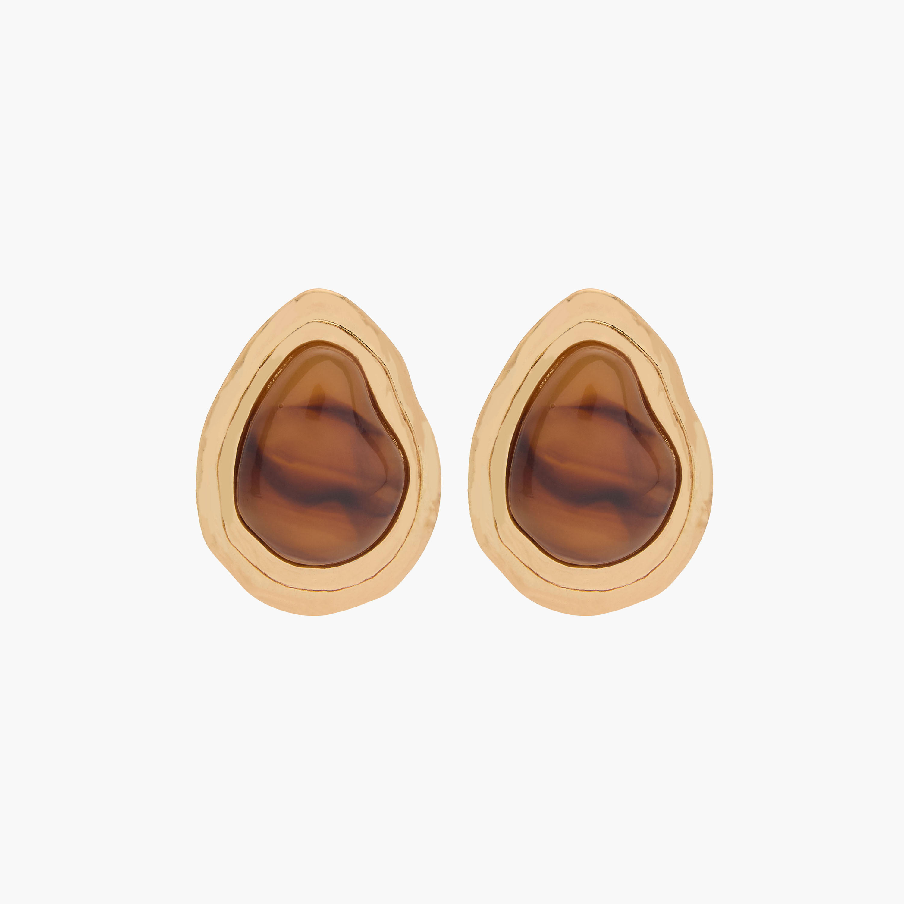 Gold Tone Resin Stud Earrings with Pushback Closure-women-watchesandjewellery-jewellery-earrings-image-1