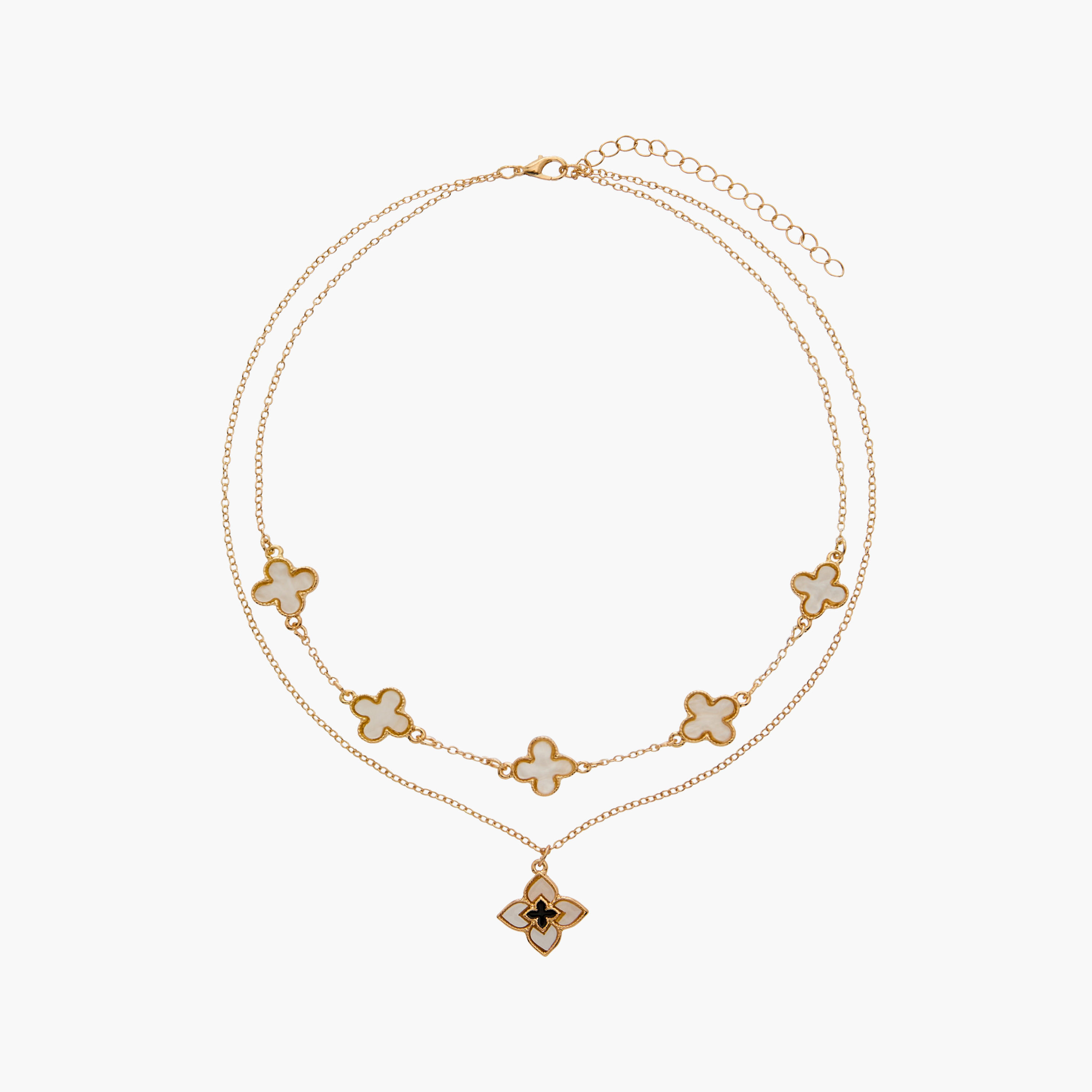 Resin Layered Necklace with Embellished Floral Pendant-women-watchesandjewellery-jewellery-necklacesandpendants-image-1