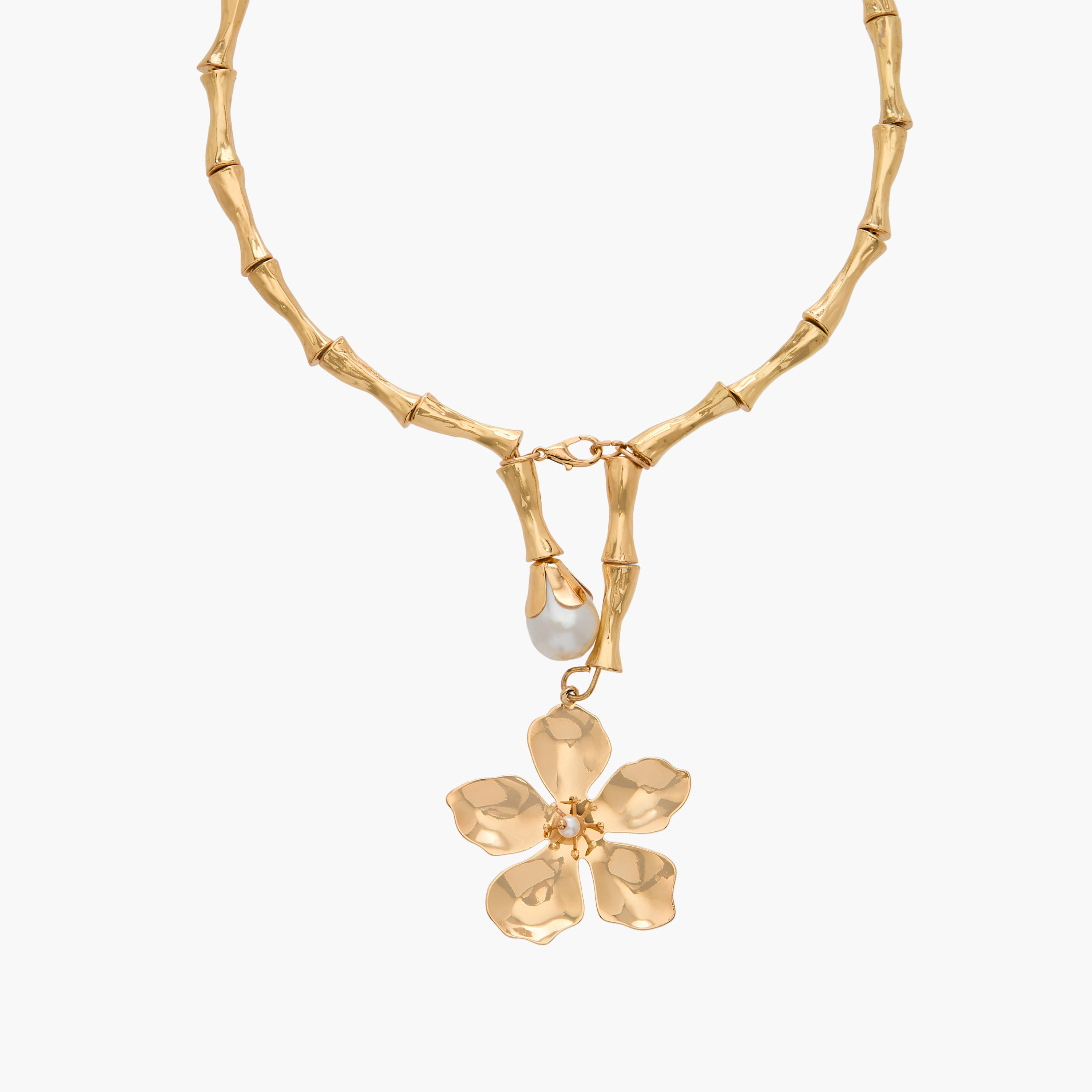قلادة معدن بدلاية زهور وزينة لؤلؤ-women-watchesandjewellery-jewellery-necklacesandpendants-image-3