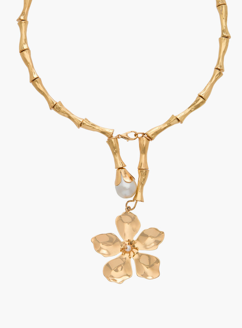 قلادة معدن بدلاية زهور وزينة لؤلؤ-women-watchesandjewellery-jewellery-necklacesandpendants-image-3
