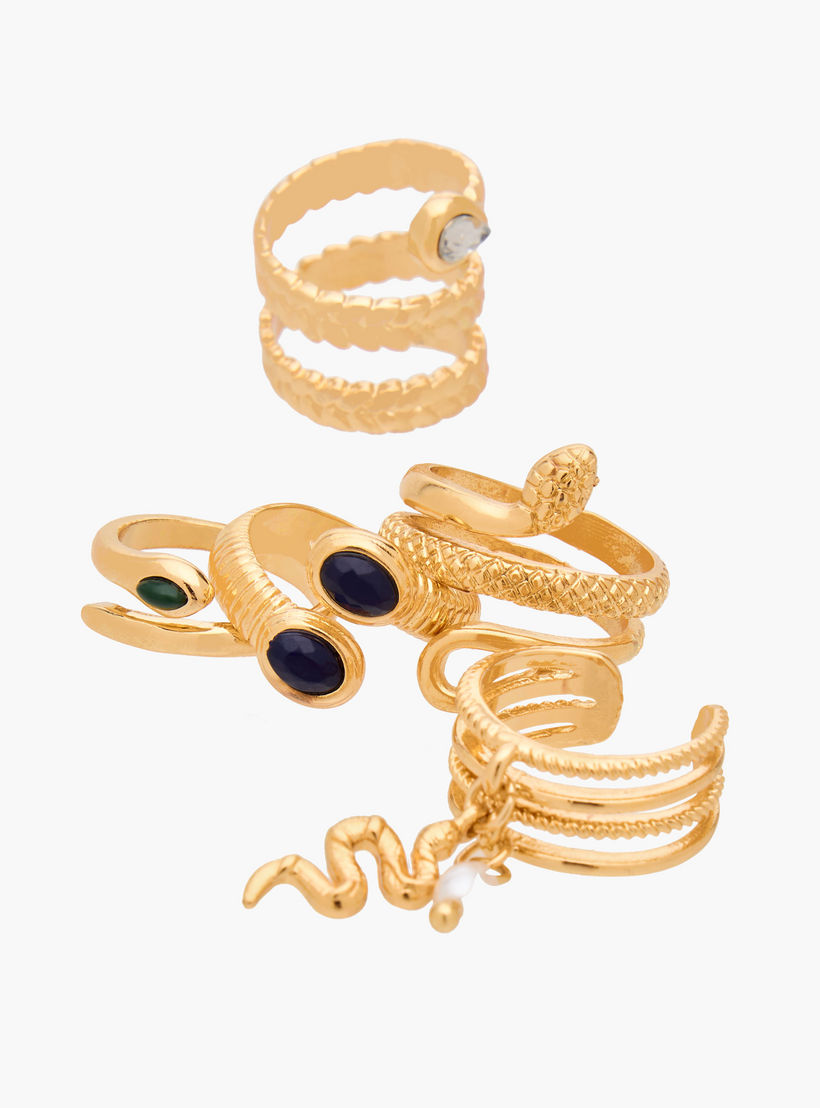 خواتم معدن مزينة بتشطيب ذهبي - طقم من 5 قطع-women-watchesandjewellery-jewellery-rings-image-3