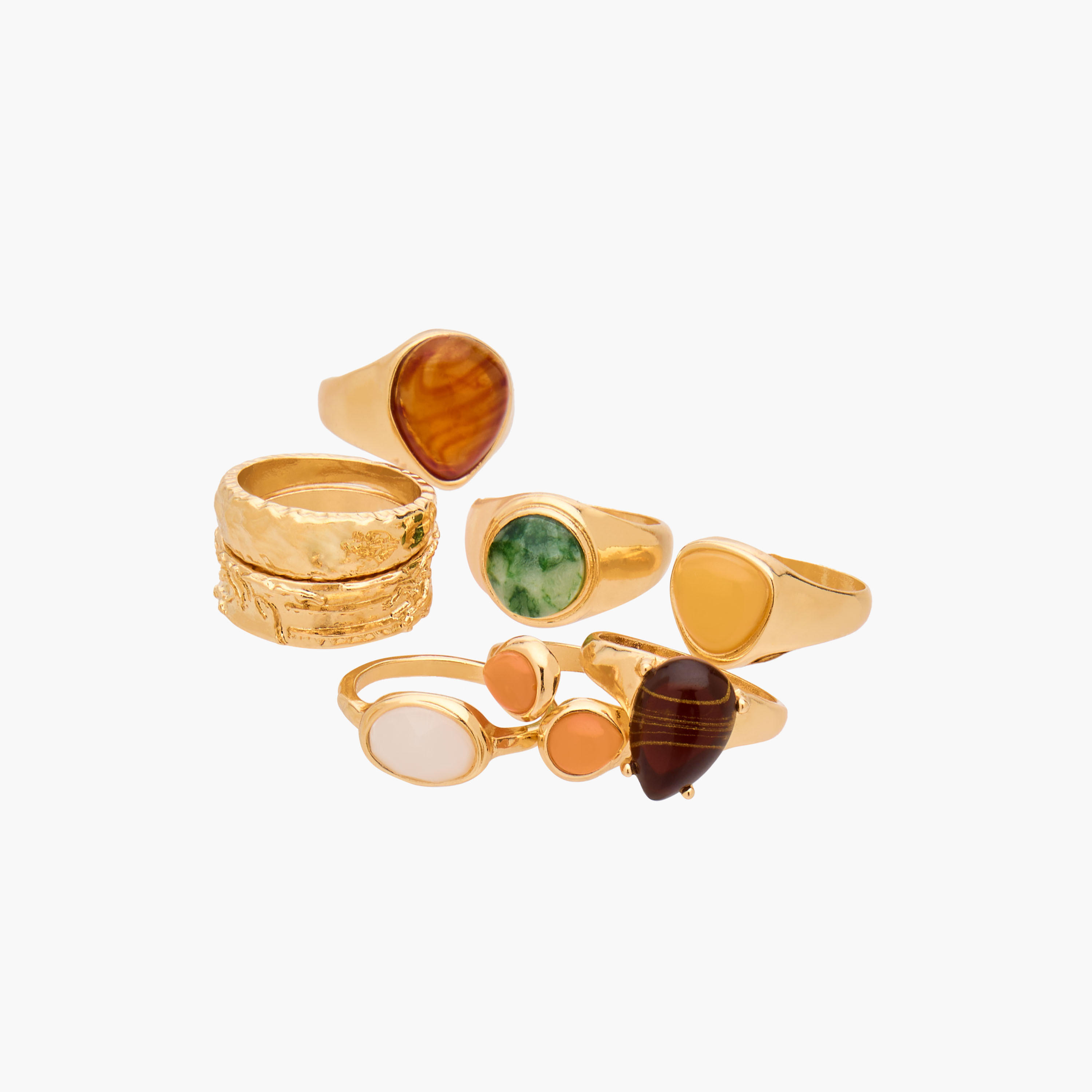 خواتم بلون ذهبي وحجر راتنج - عبوة من 8 قطع-women-watchesandjewellery-jewellery-rings-image-3
