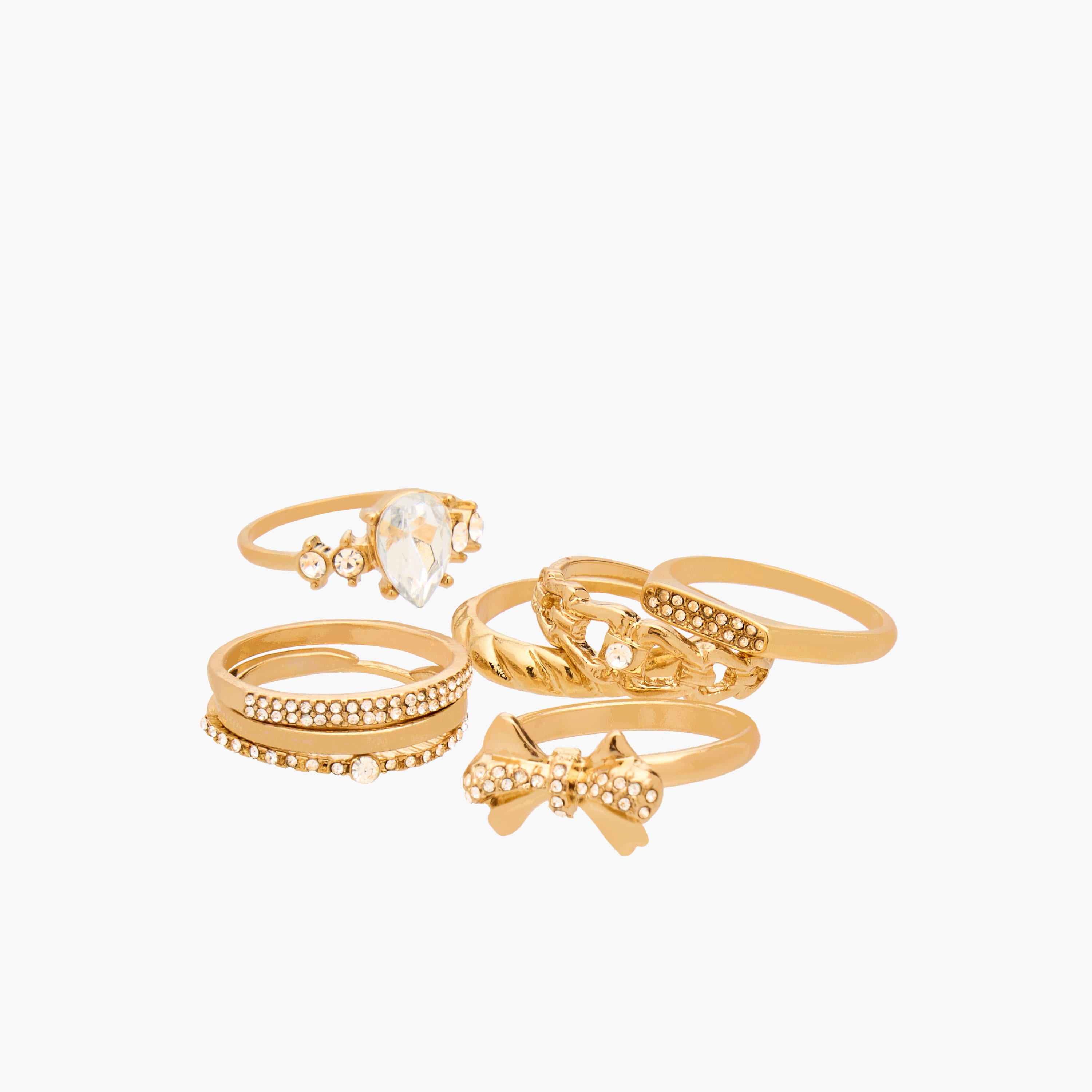Pack of 8 Gold Tone Ring with Embellishments-women-watchesandjewellery-jewellery-rings-image-3