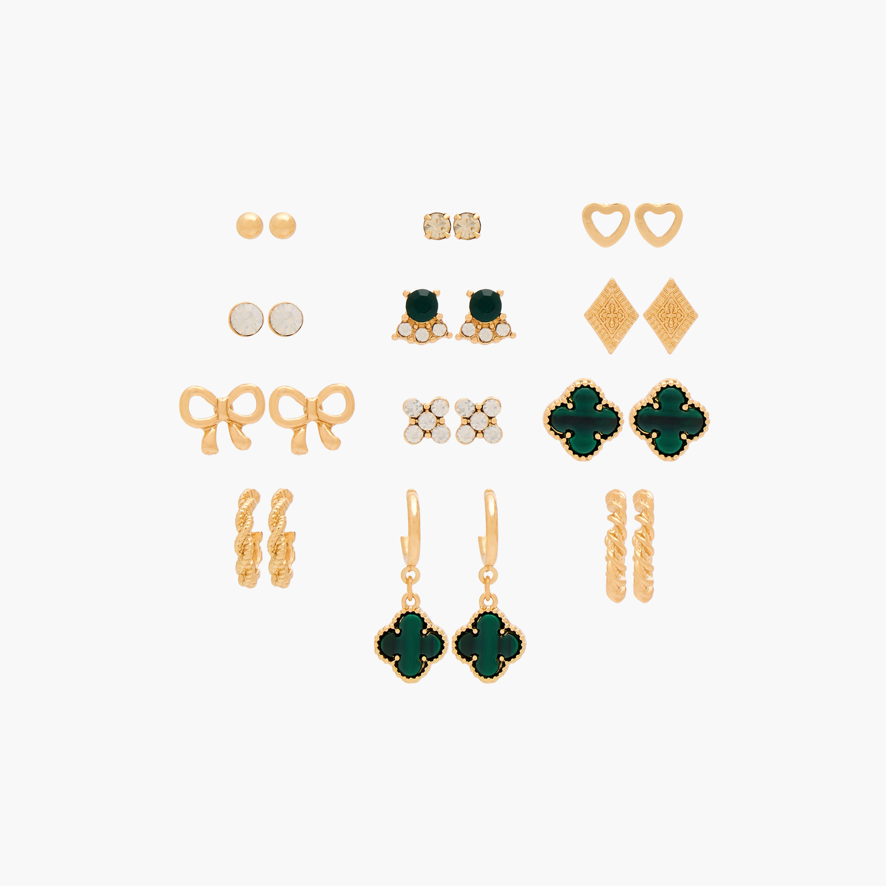 حلقان ميتالك متنوعة عدد 12 بمكبس إغلاق خلفي-women-watchesandjewellery-jewellery-earrings-image-1