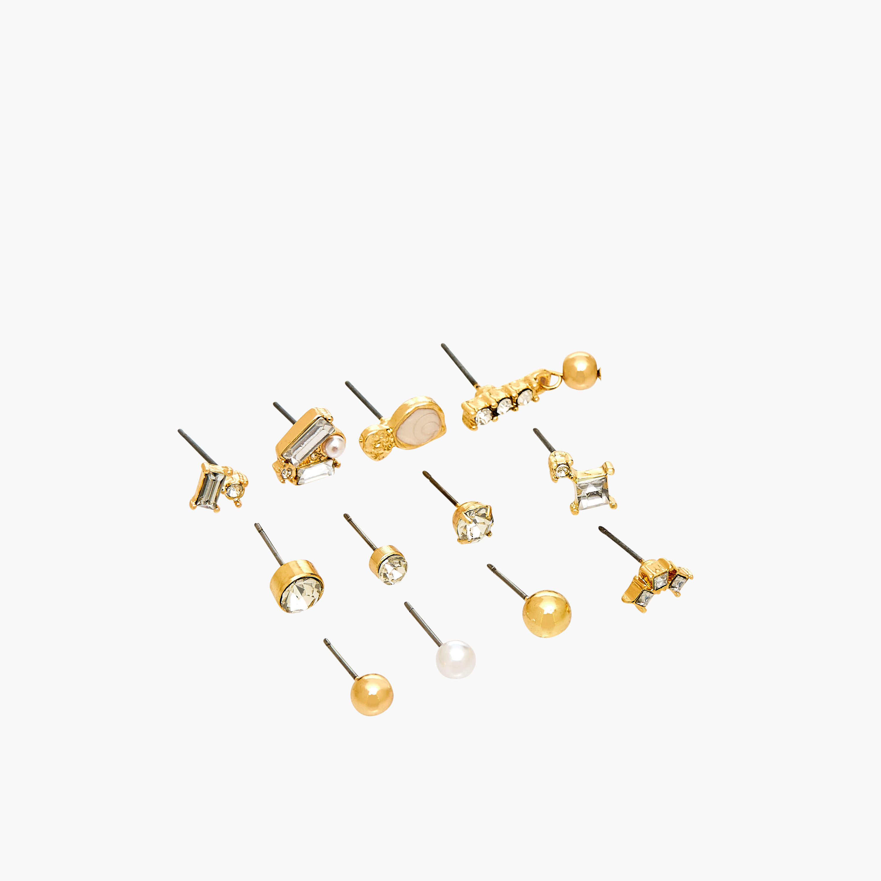 حلق بلون ذهبي وبمكبس إغلاق - طقم من 12 زوج-women-watchesandjewellery-jewellery-earrings-image-3