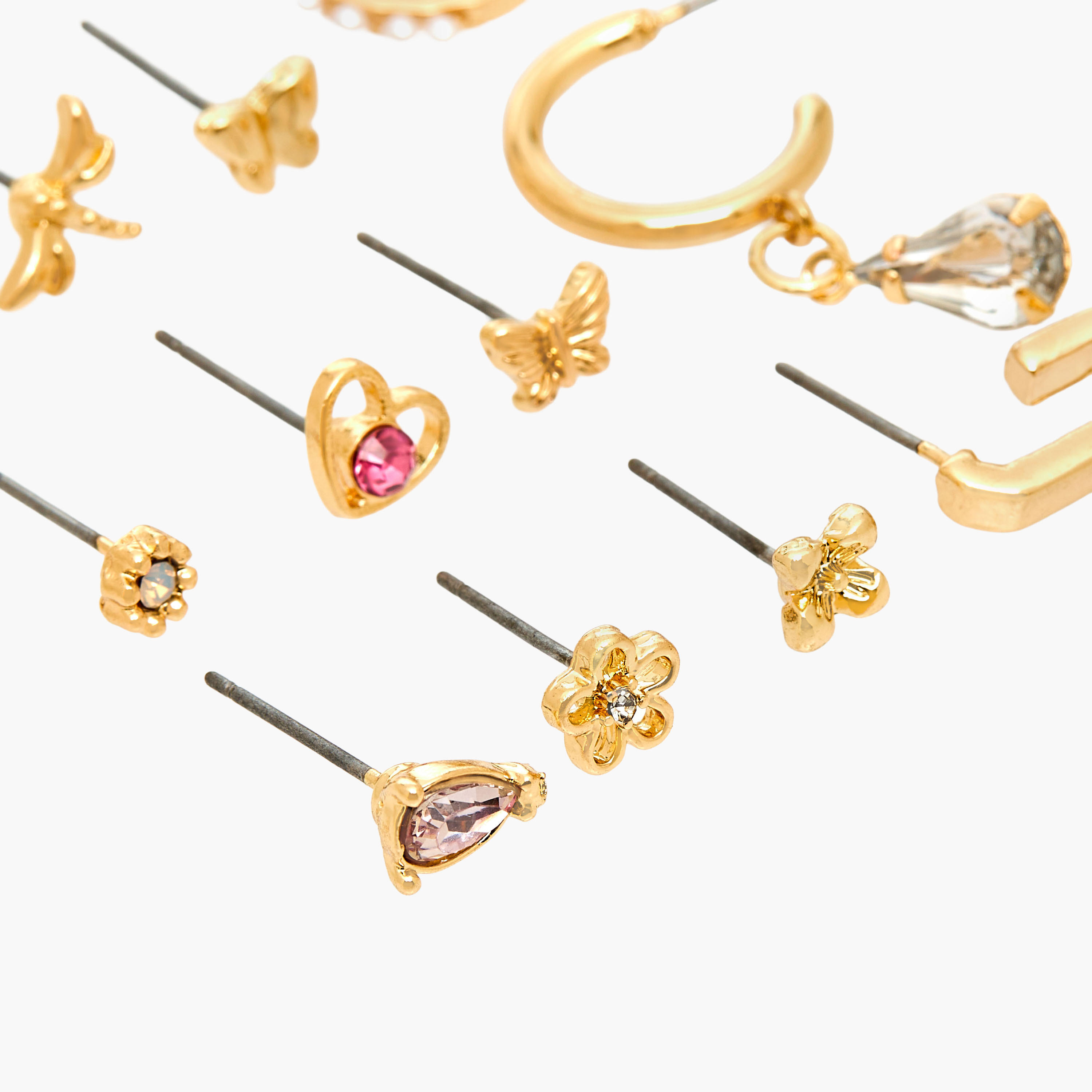 Pack of 12 Gold Tone Assorted Earrings with Pushback Closure-women-watchesandjewellery-jewellery-earrings-image-4